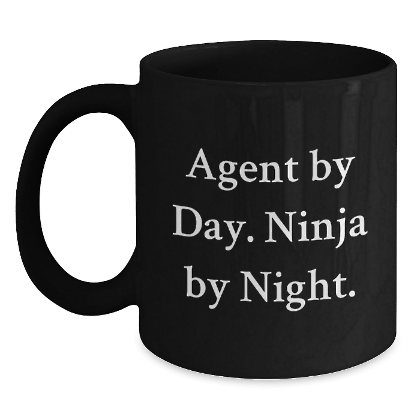 Agent Gifts by Day, Ninja by Night Funny Black Coffee Mug from Friends for Birthday Unique Gifts - Main