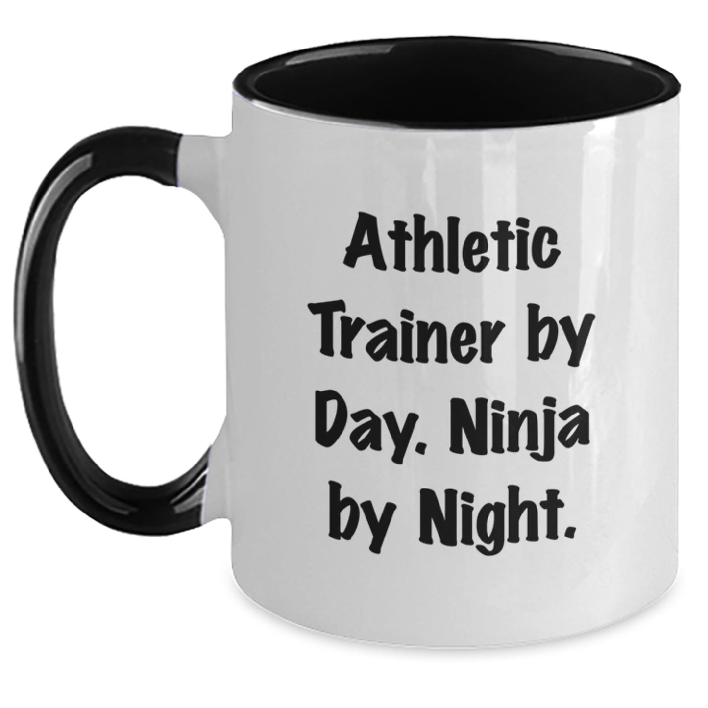Athletic Trainer Humor Gifts from Friends for Birthday Unique Two Tone Coffee Mugs - 'Athletic Trainer By Day. Ninja By Night.' - Main