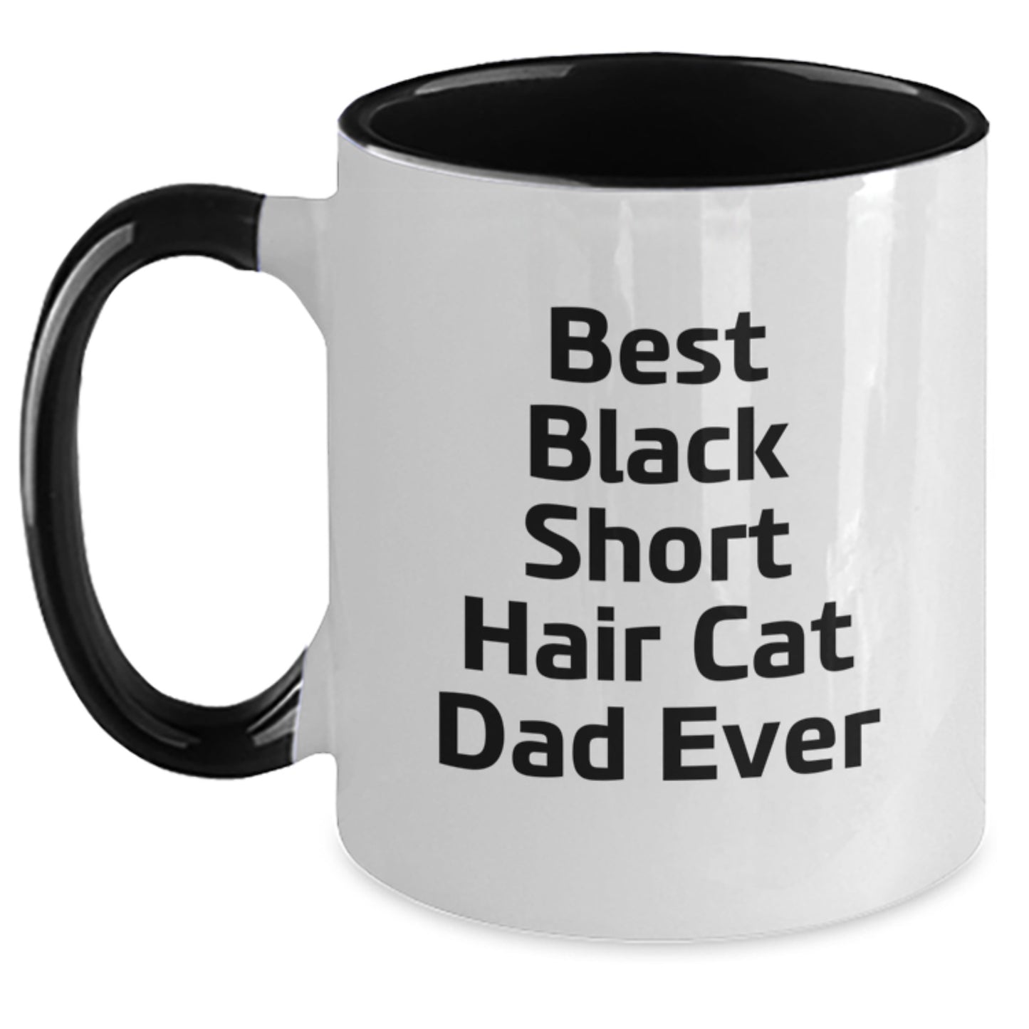 Black Short Hair Cat Dad's Funny Gift for Men, Women, Friends, or Family - Best Black Short Hair Cat Lover's Two Tone Coffee Mug - Main