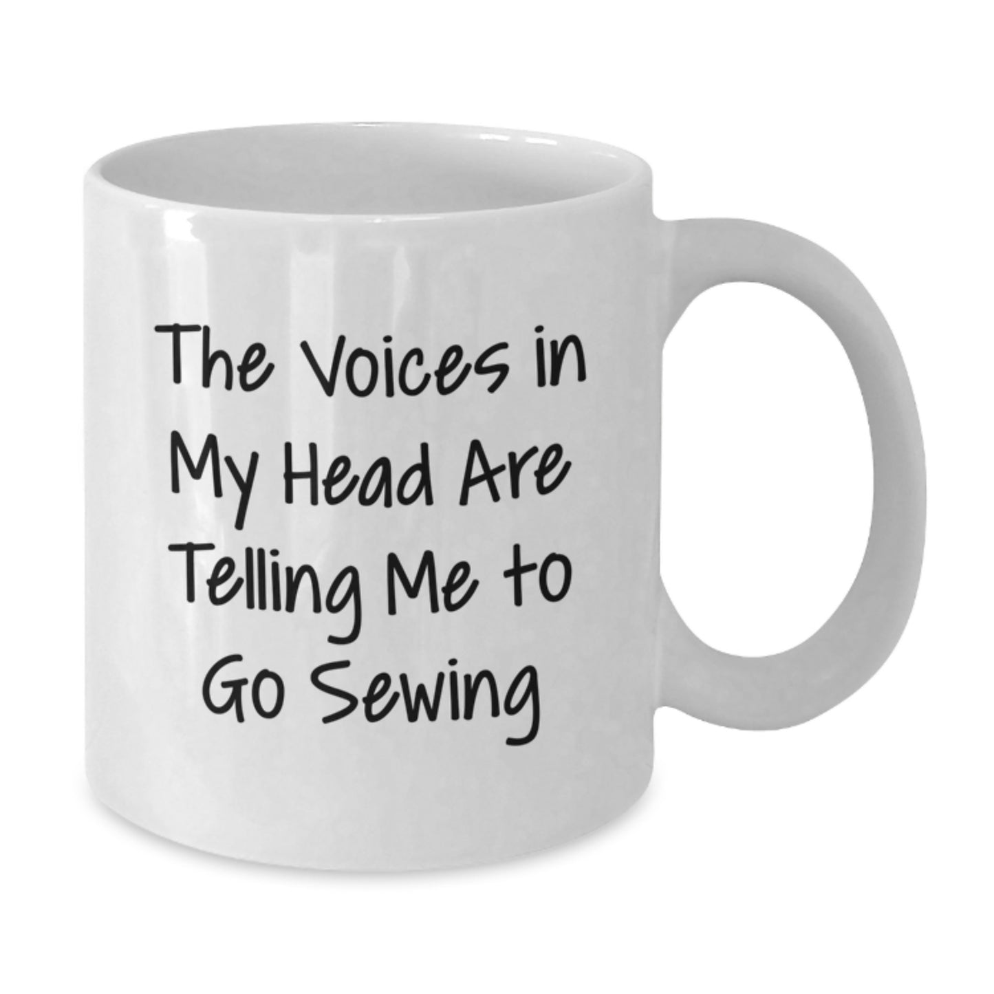 Sewing Enthusiasts Funny Gift, Sewing White Coffee Mug for Birthday, 'The Voices In My Head Are Telling Me To Go Sewing', Gifts from Friends, Gifts for Sewing Lovers - Additional