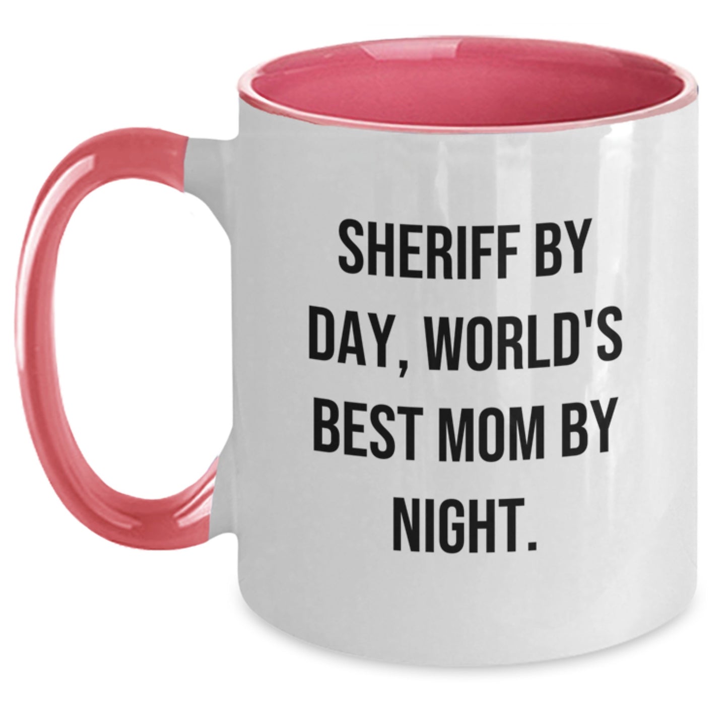 Sheriff Gifts from Mom - Funny Two Tone Coffee Mug, Christmas Unique Gifts for Sheriff, Best Mom By Night, Funny Sheriff Mug, Sheriff Mom Gifts - Main