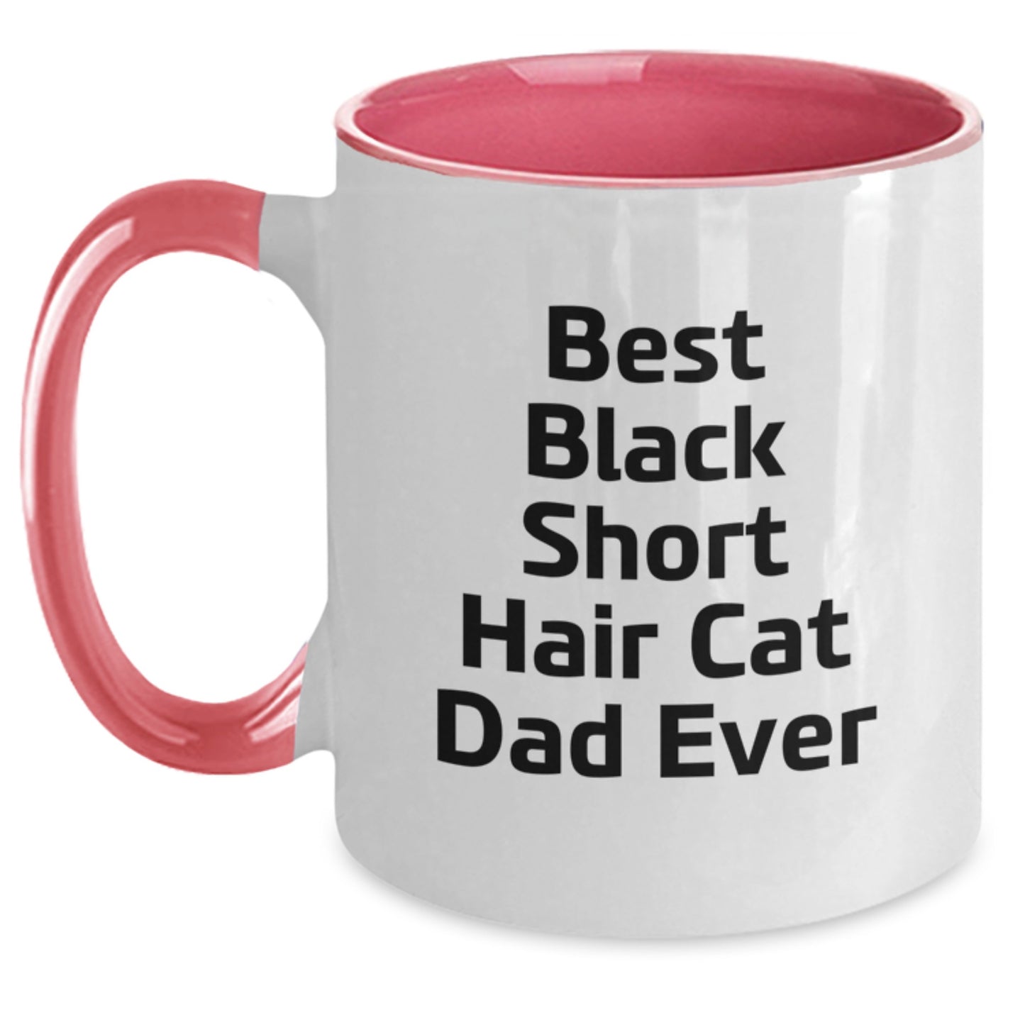 Black Short Hair Cat Dad's Funny Gift for Men, Women, Friends, or Family - Best Black Short Hair Cat Lover's Two Tone Coffee Mug - Main