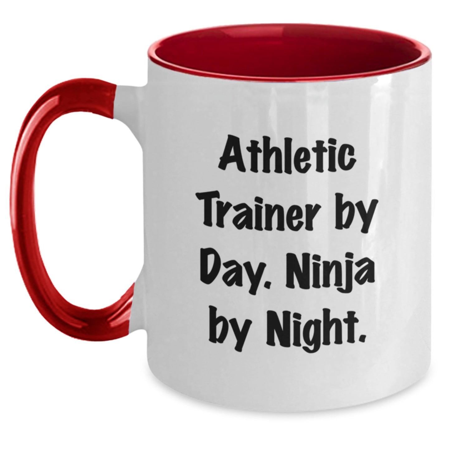 Athletic Trainer Humor Gifts from Friends for Birthday Unique Two Tone Coffee Mugs - 'Athletic Trainer By Day. Ninja By Night.' - Main