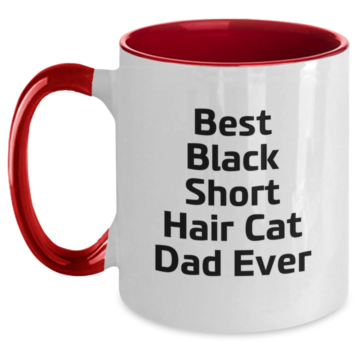 Black Short Hair Cat Dad's Funny Gift for Men, Women, Friends, or Family - Best Black Short Hair Cat Lover's Two Tone Coffee Mug - Main