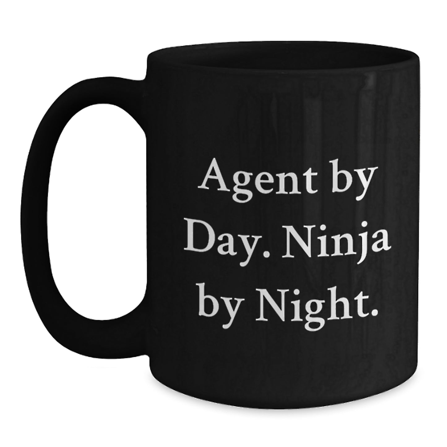 Agent Gifts by Day, Ninja by Night Funny Black Coffee Mug from Friends for Birthday Unique Gifts - Main