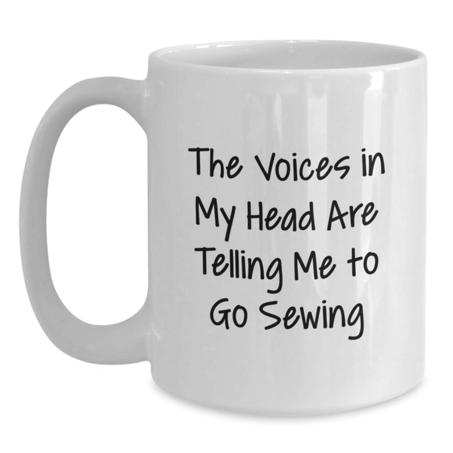 Sewing Enthusiasts Funny Gift, Sewing White Coffee Mug for Birthday, 'The Voices In My Head Are Telling Me To Go Sewing', Gifts from Friends, Gifts for Sewing Lovers - Main
