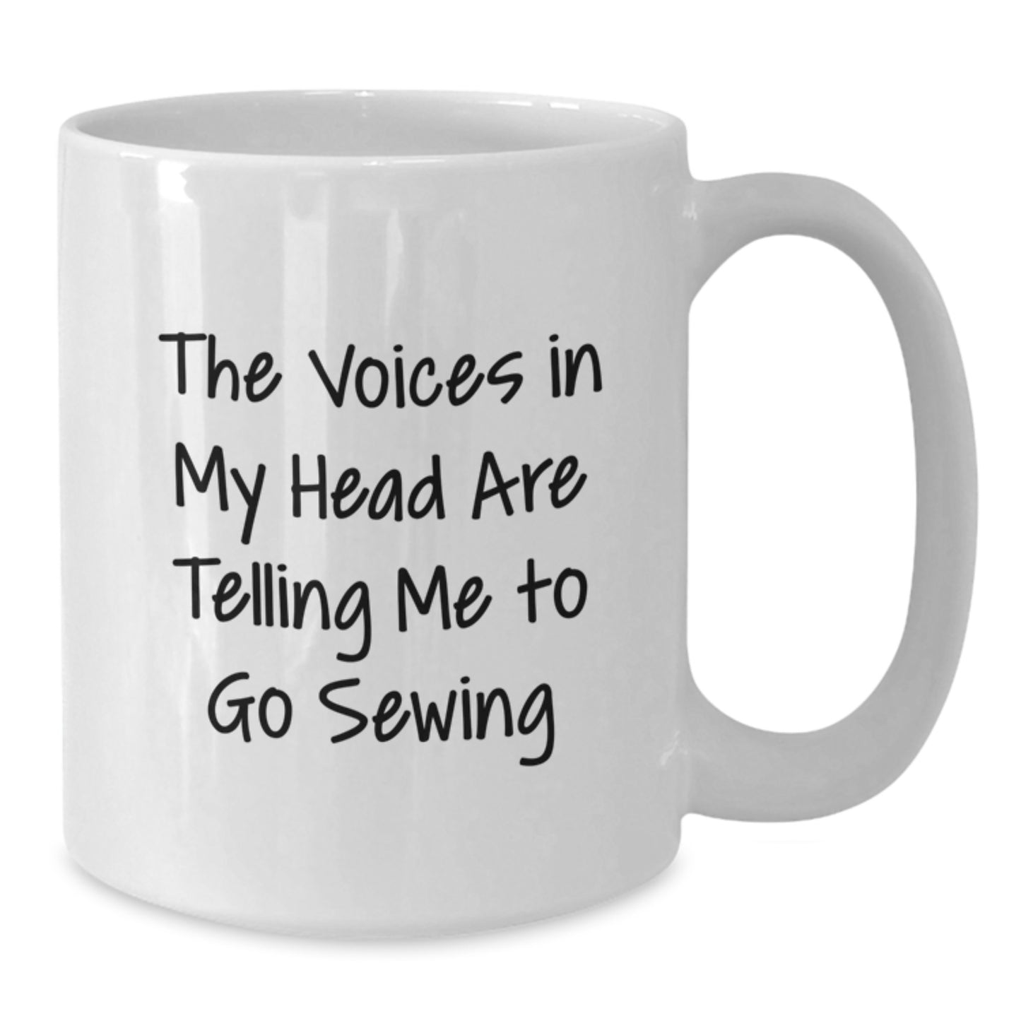 Sewing Enthusiasts Funny Gift, Sewing White Coffee Mug for Birthday, 'The Voices In My Head Are Telling Me To Go Sewing', Gifts from Friends, Gifts for Sewing Lovers - Additional