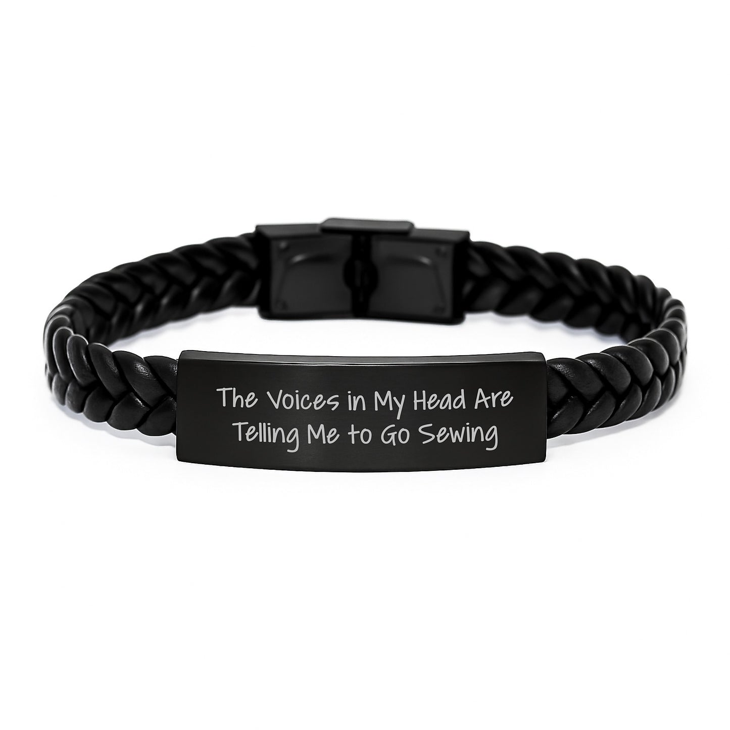 Sewing Enthusiasts Unite! Funny Quote Interlaced Leather Bra, Gifts for Sewing Lovers, Birthday Unique Gifts from Family, Friends - Image 1
