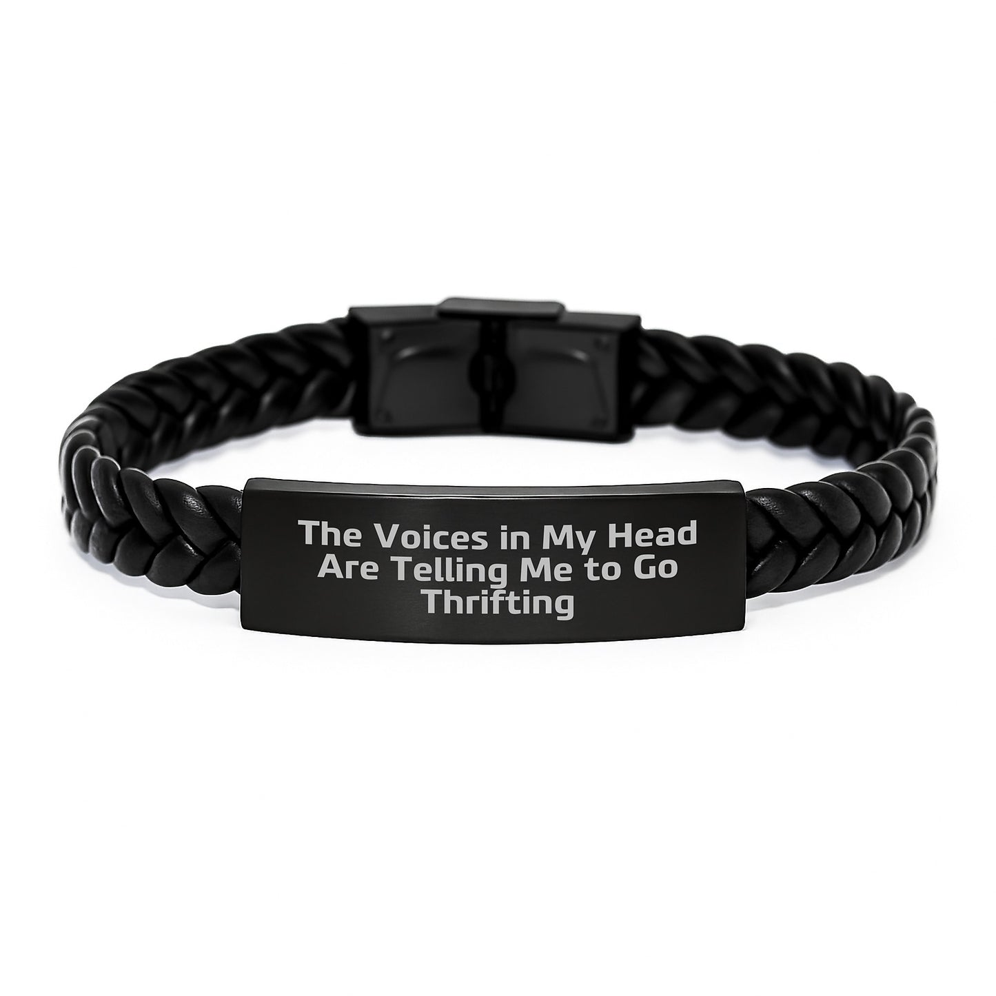 Thrifting Fun Gifts from Friends for Thrifting Lovers, Interlaced Leather Bracelet with Funny Quote, Perfect Graduation Unique Gifts from Women to Men - Image 1