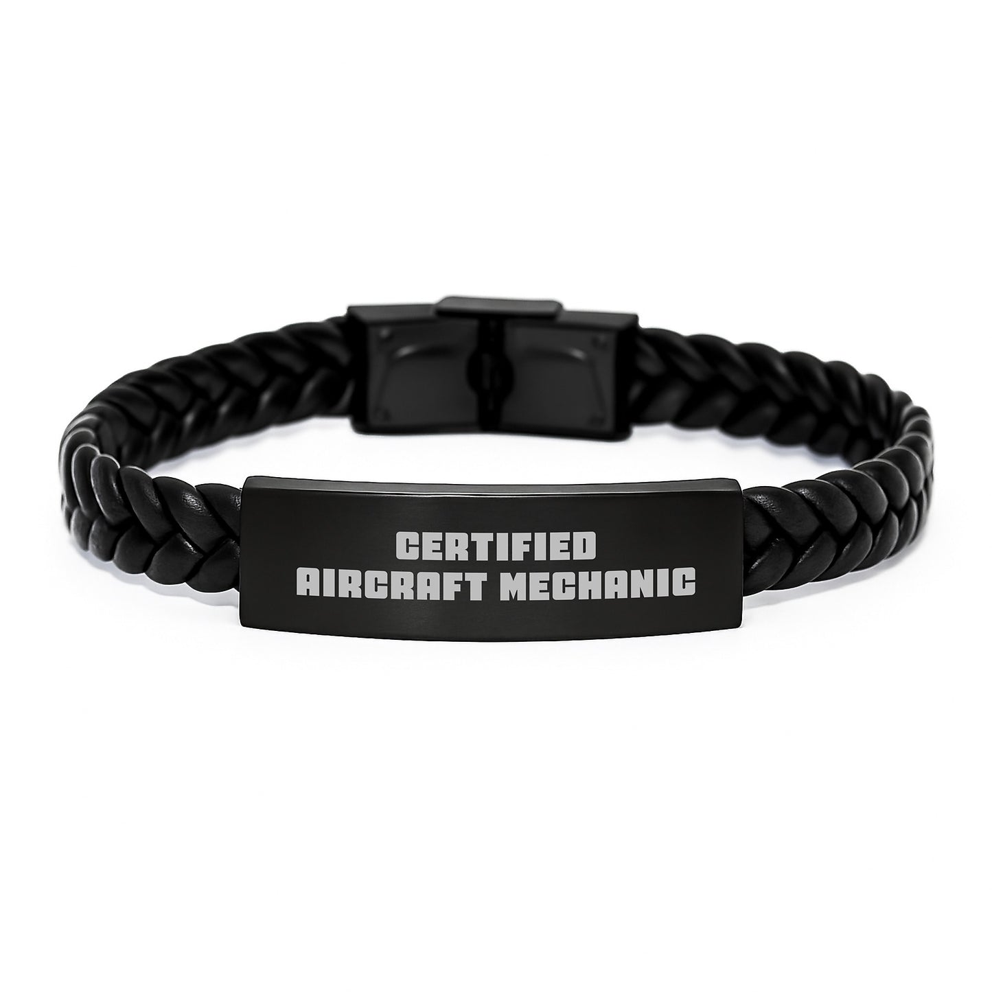 Aircraft Mechanic Gifts from Friends - Inspirational Certified Quote Interlaced Leather Bracelet for Men or Women Graduation Unique Gifts from Family or Coworkers - Image 1