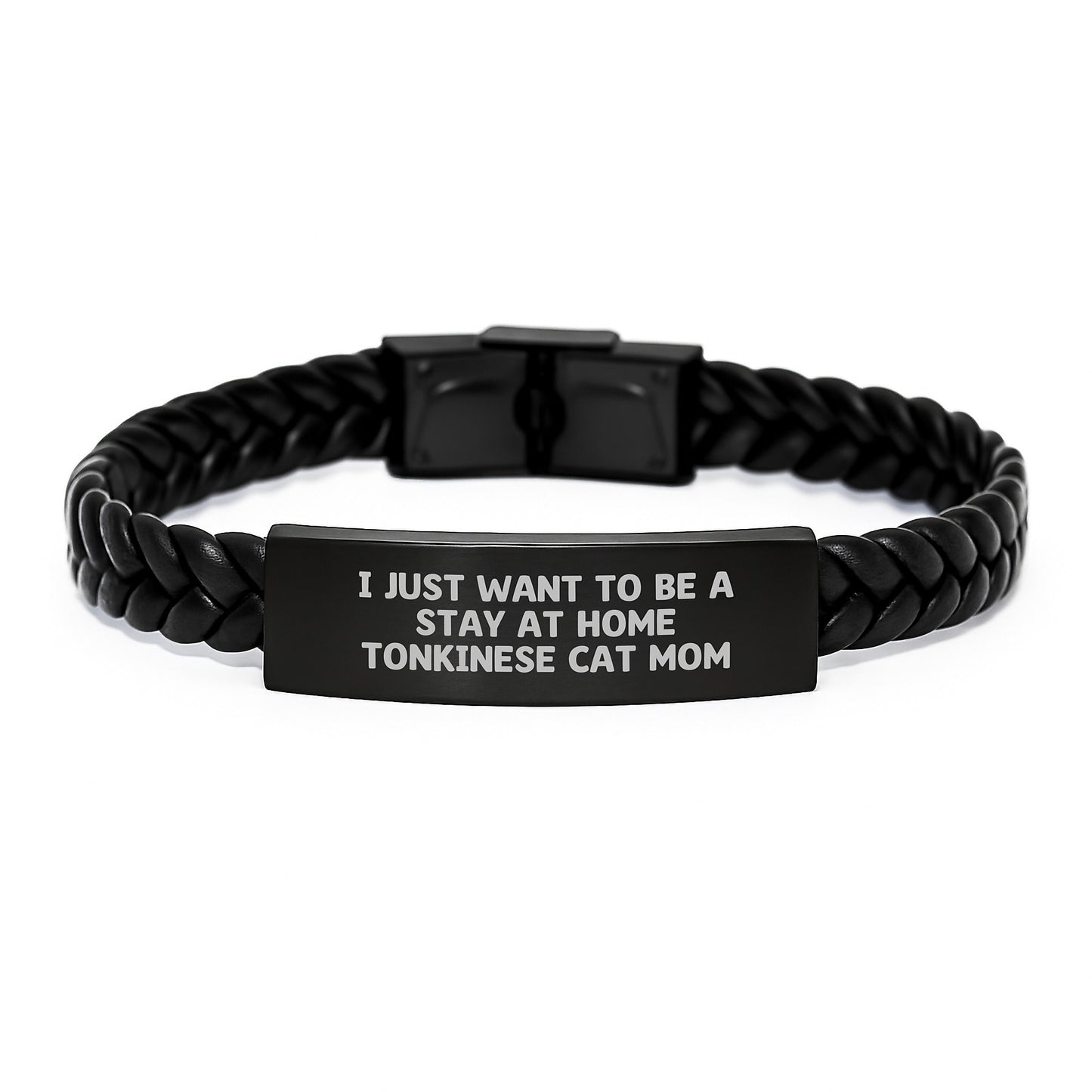 Tonkinese Cat Mom Gifts, Funny Quote Interlaced Leather Bracelet, Gifts from Friends for Tonkinese Cat Lovers, Unique Graduation Gifts for Her - Image 1