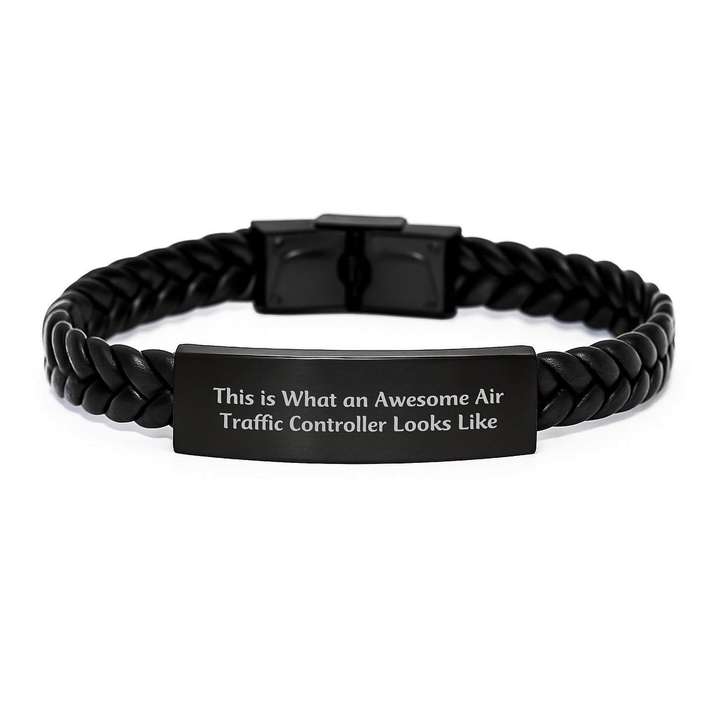 Air Traffic Controller Gifts - This Is What An Awesome Air Traffic Controller Looks Like, Interlaced Leather Bracelet, Birthday Unique Gifts from Men to Air Traffic Controller - Image 1