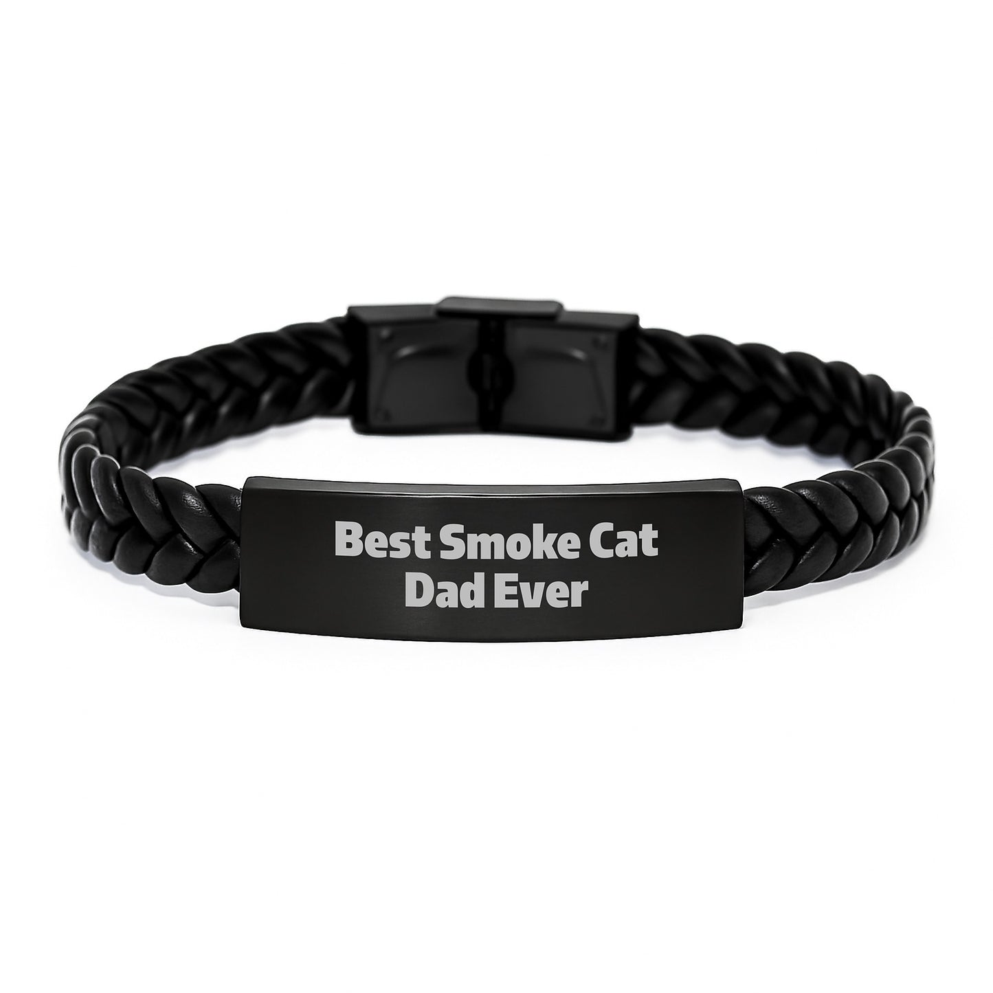 Smoke Cat Dad Ever Unique Interlaced Leather Bracelet Gifts from Friends for Birthday - Image 1