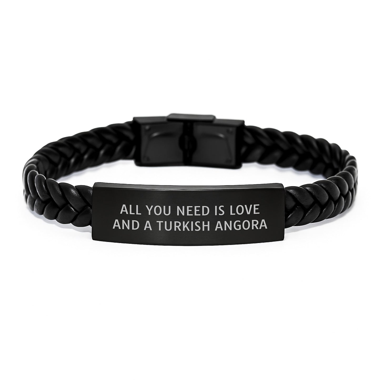 Turkish Angora Cat Lover's Gift, All You Need is Love, Interlaced Leather Bracelet for Men or Women, Graduation Unique Gifts from Family, Friends or Coworkers - Image 1