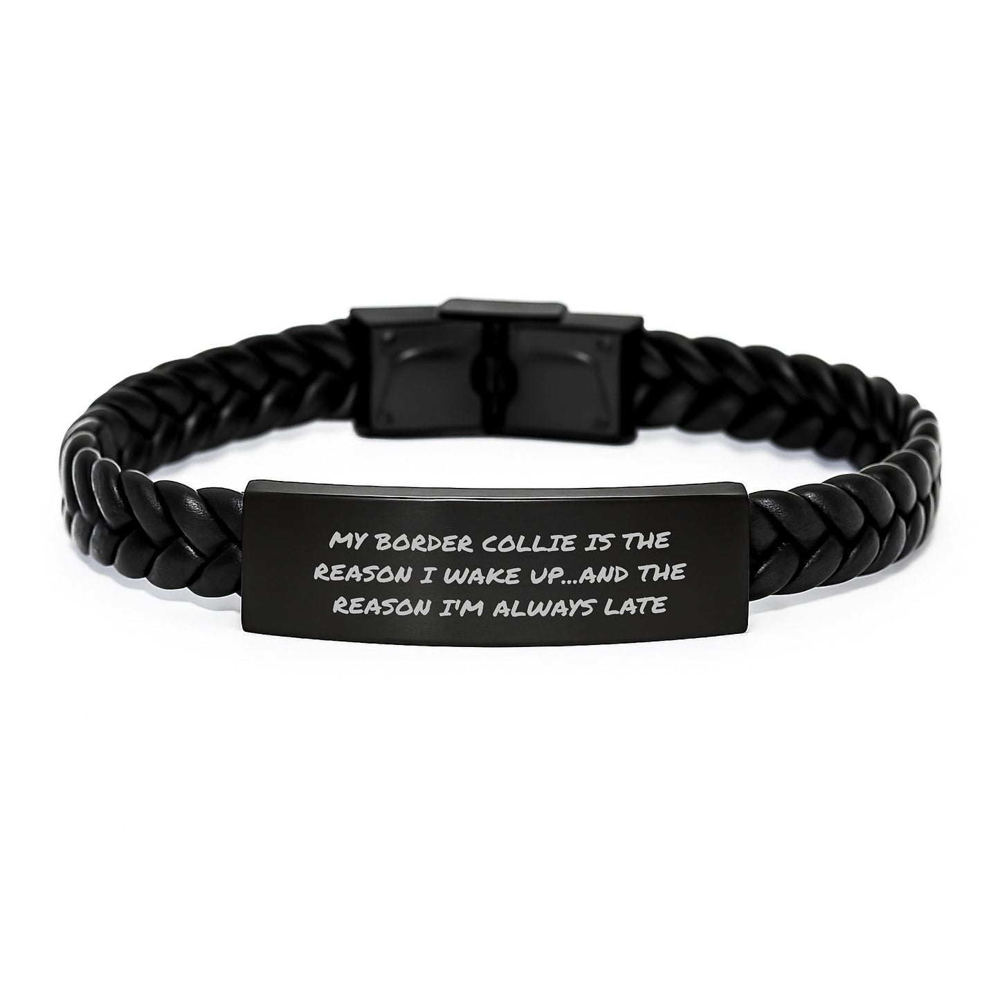 Funny Border Collie Dog Gifts from Men to Friends - Interlaced Leather Bracelet for Birthday Unique Gifts - Image 1