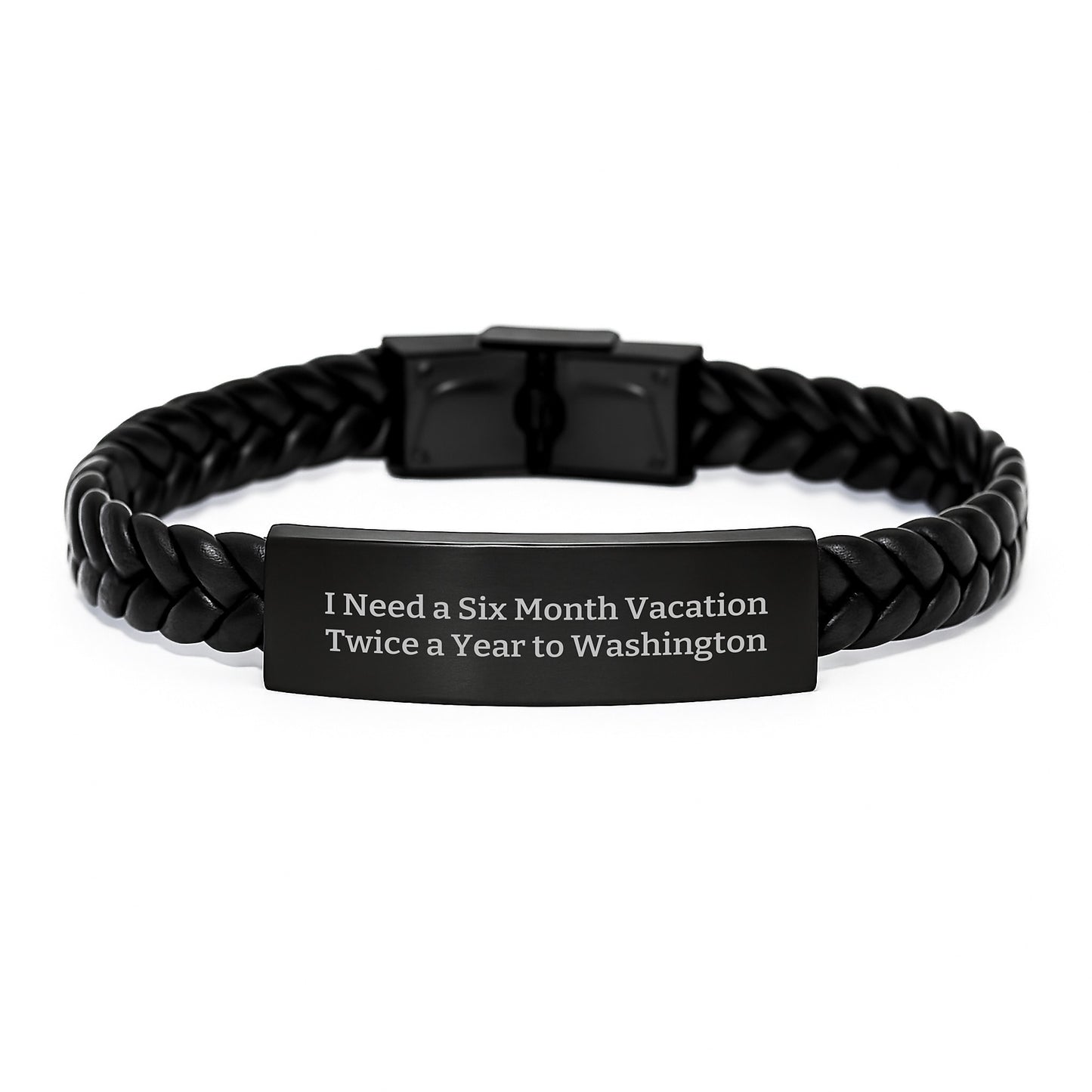Washington State of Mind Interlaced Leather Bracelet Gifts for Friends from Washington, Funny Quote Christmas Unique Gifts - Image 1