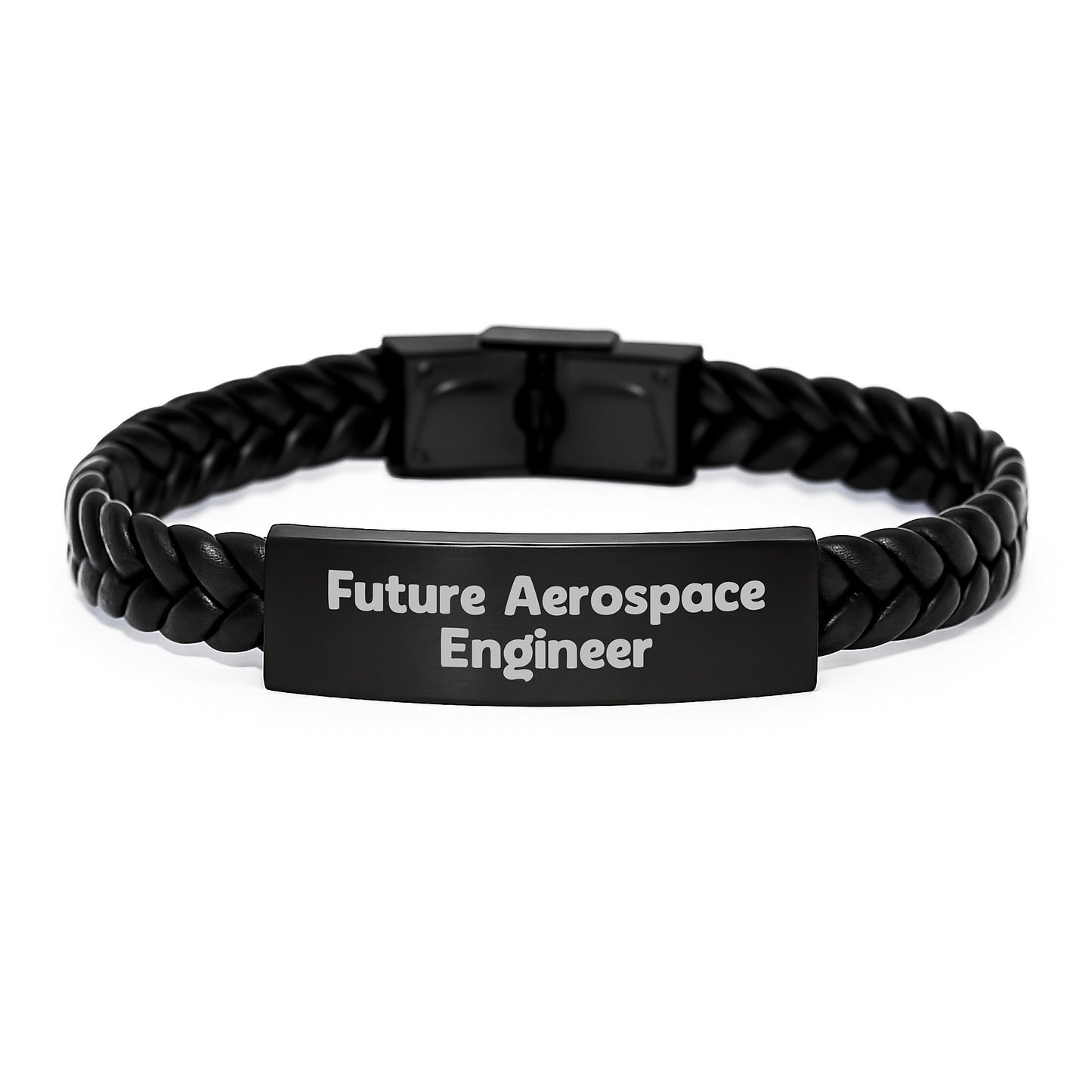 Aerospace Engineer Funny Gift for Him, Interlaced Leather Bracelet with Quote 'Future Aerospace Engineer', Birthday Unique Gifts from Friends to Colleagues - Image 1