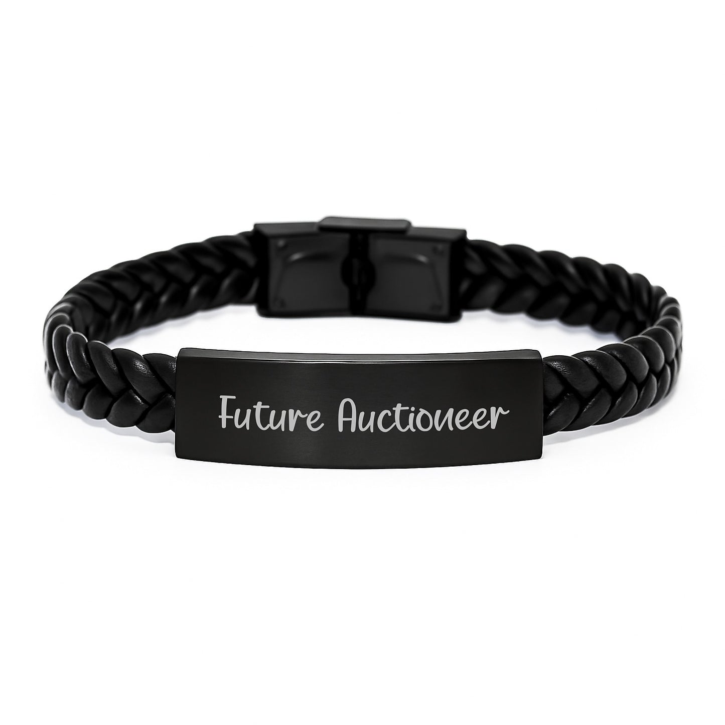 Auctioneer Funny Graduation Gifts from Friends to Future Auctioneer Interlaced Leather Bracelet - Image 1