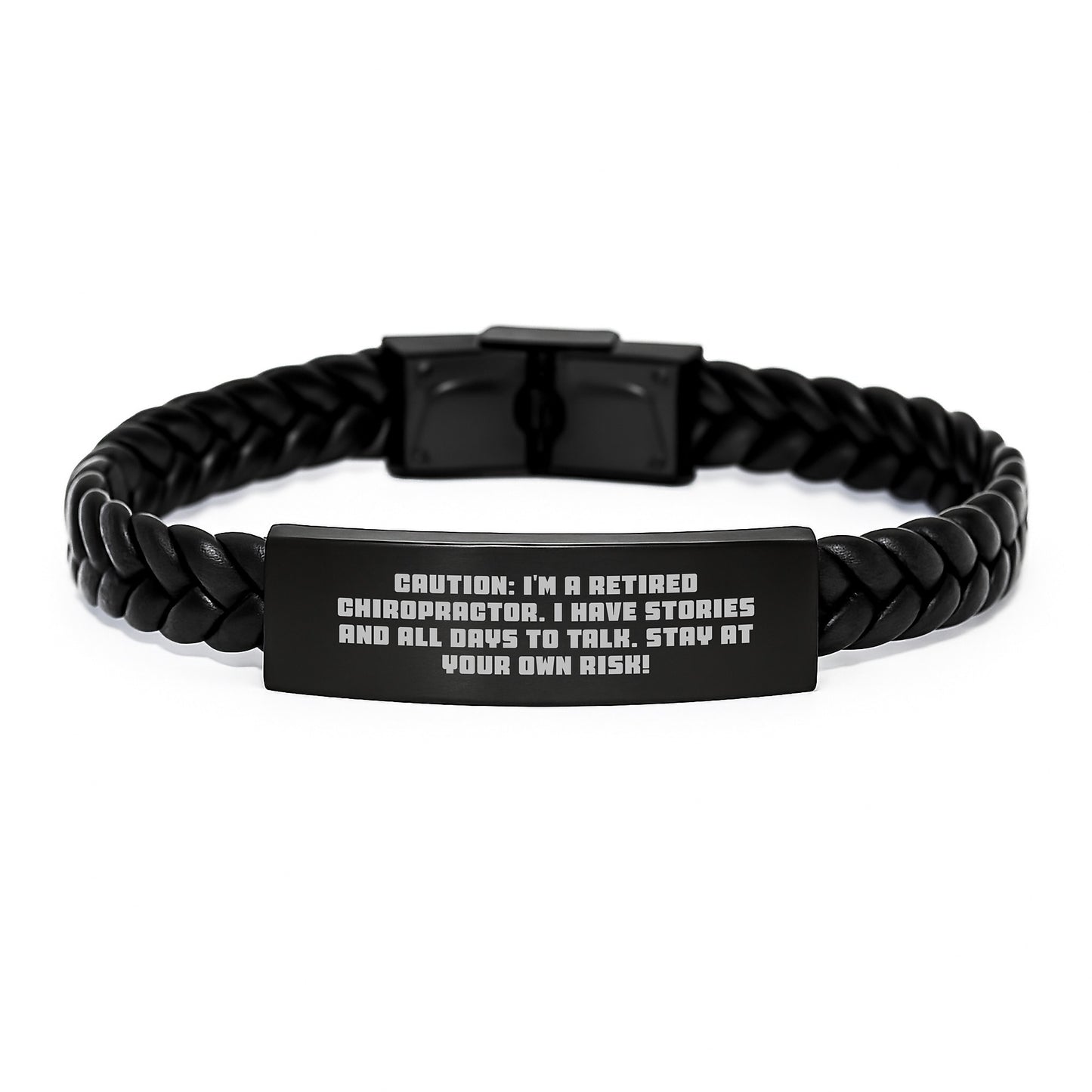 Chiropractor Gifts - Funny Quote Interlaced Leather Bracelet for Graduation - Gifts from Friends and Family, Chiropractor Appreciation, Stay at Your Own Risk! - Image 1