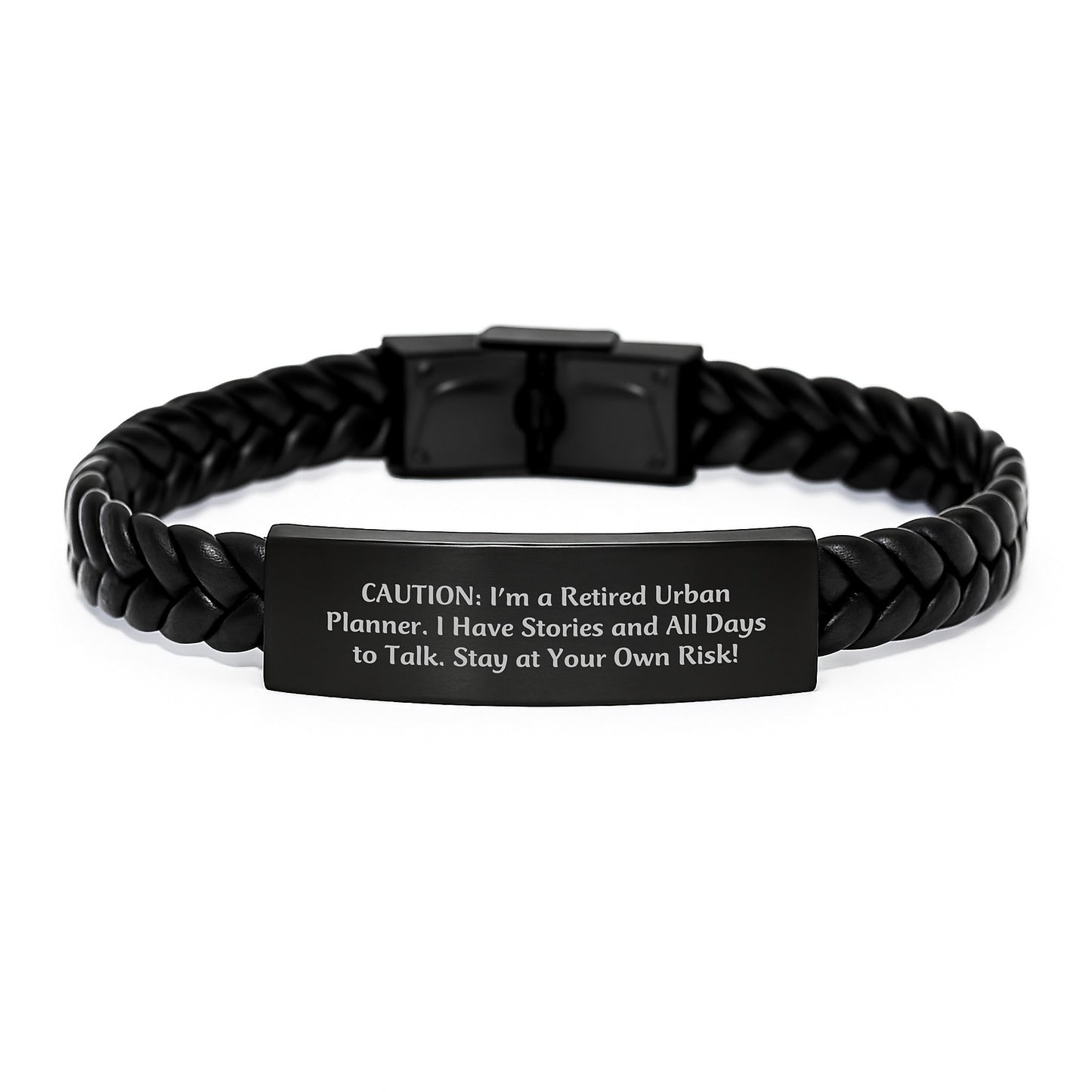 Urban Planner Gifts - Caution: I'm A Retired Urban Planner. Unique Interlaced Leather Bracelets for Men, Women, and Friends from Coworkers - Image 1