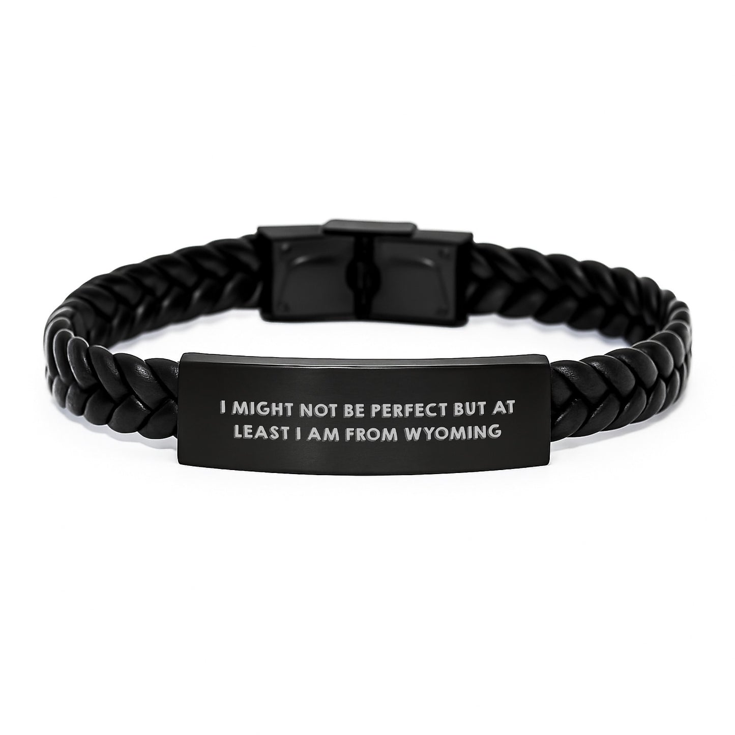 Wyoming Inspired Interlaced Leather Bracelet Gifts for Him or Her from Friends, Family, or Coworkers, Inspirational Quote Inside, Graduation Unique Gifts - Image 1