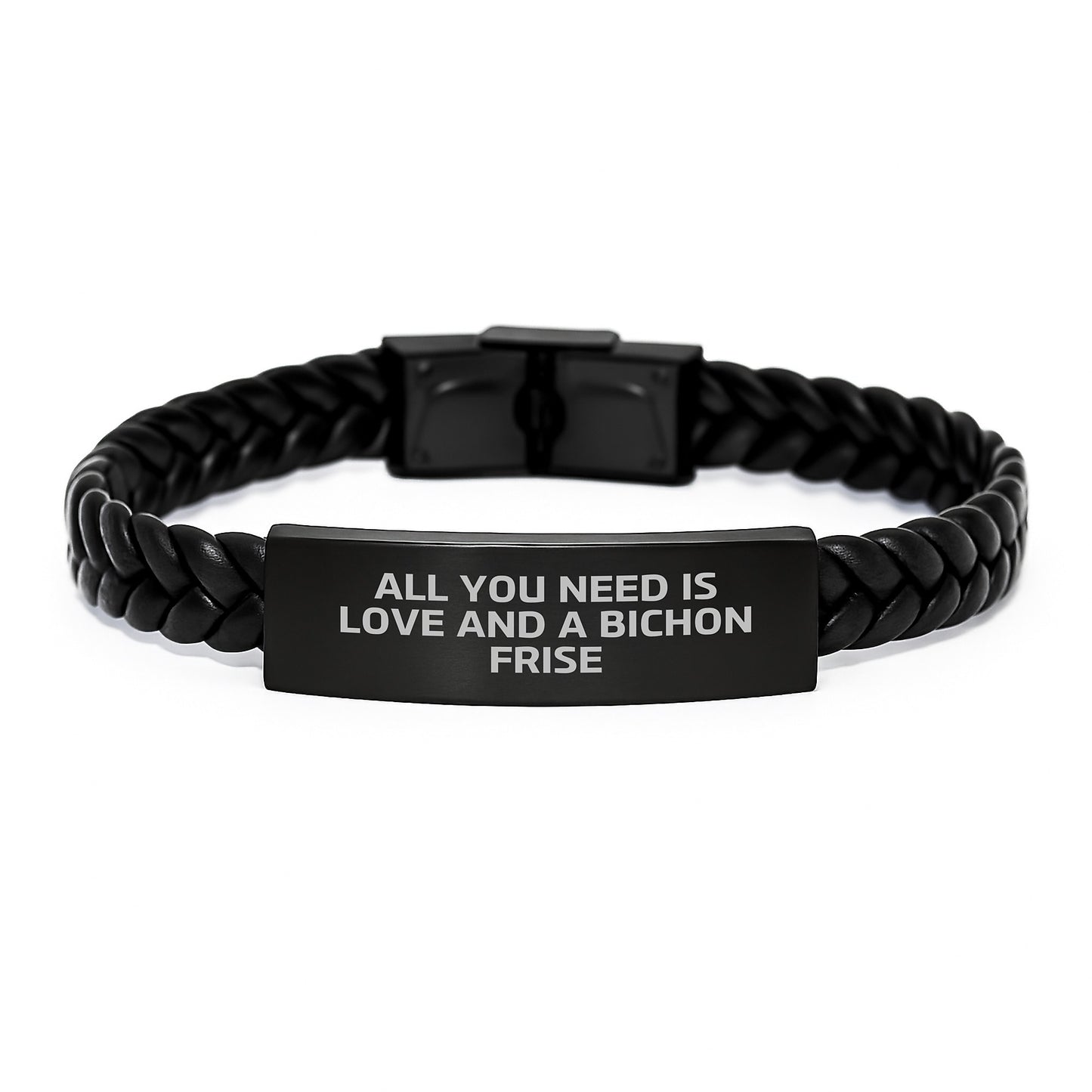 Bichon Frise Dog Lovers' Interlaced Leather Birthday Unique Gift from Friends - All You Need Is Love And A Bichon Frise - Image 1