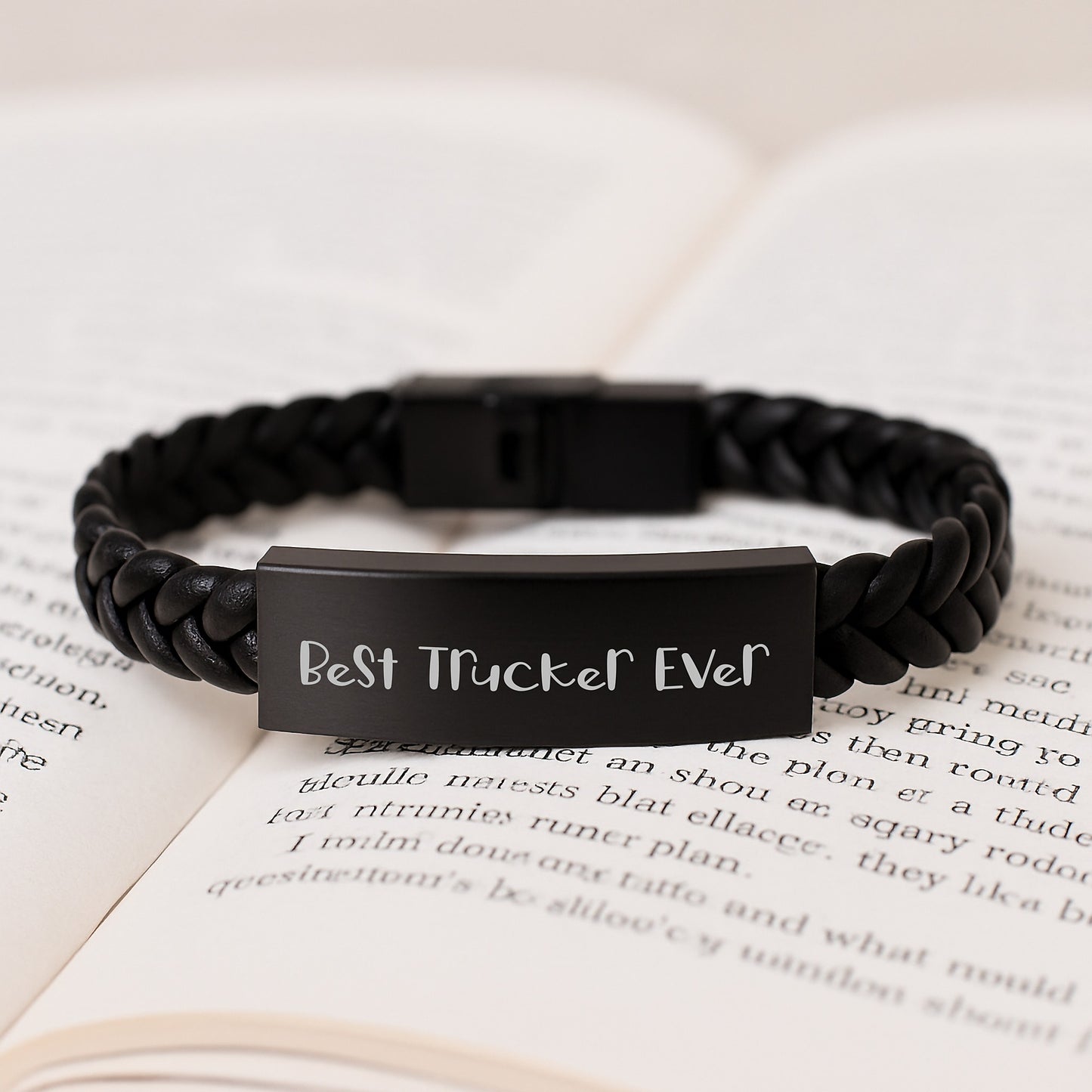 Trucker Gifts from Friends - Best Trucker Ever Interlaced Leather Bracelet, Graduation Unique Gifts for Men, Inspirational Quote - Image 3
