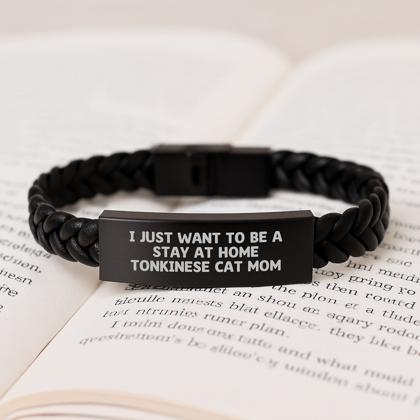 Tonkinese Cat Mom Gifts, Funny Quote Interlaced Leather Bracelet, Gifts from Friends for Tonkinese Cat Lovers, Unique Graduation Gifts for Her - Image 3