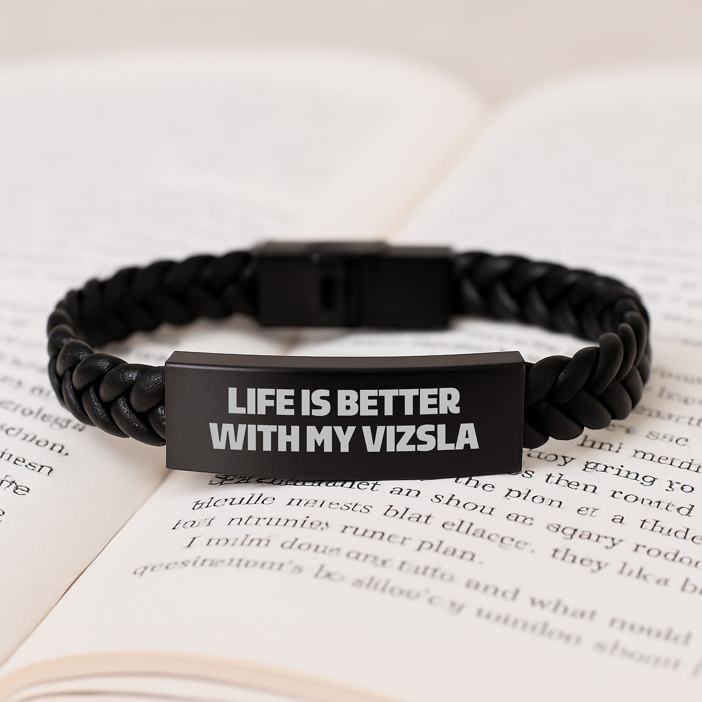 Vizsla Dog Lover's Funny Gift - Interlaced Leather Bracelet, Gifts from Friends for Vizsla Dog, Life Is Better With My Vizsla, Birthday Unique Gifts - Image 3