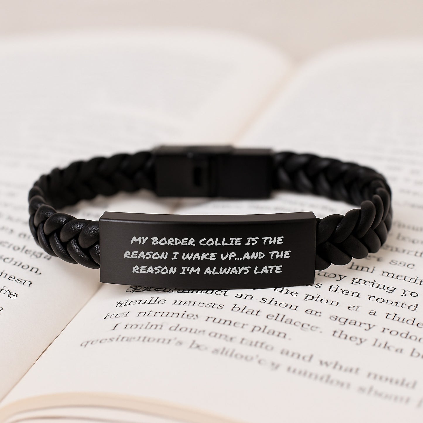 Funny Border Collie Dog Gifts from Men to Friends - Interlaced Leather Bracelet for Birthday Unique Gifts - Image 3