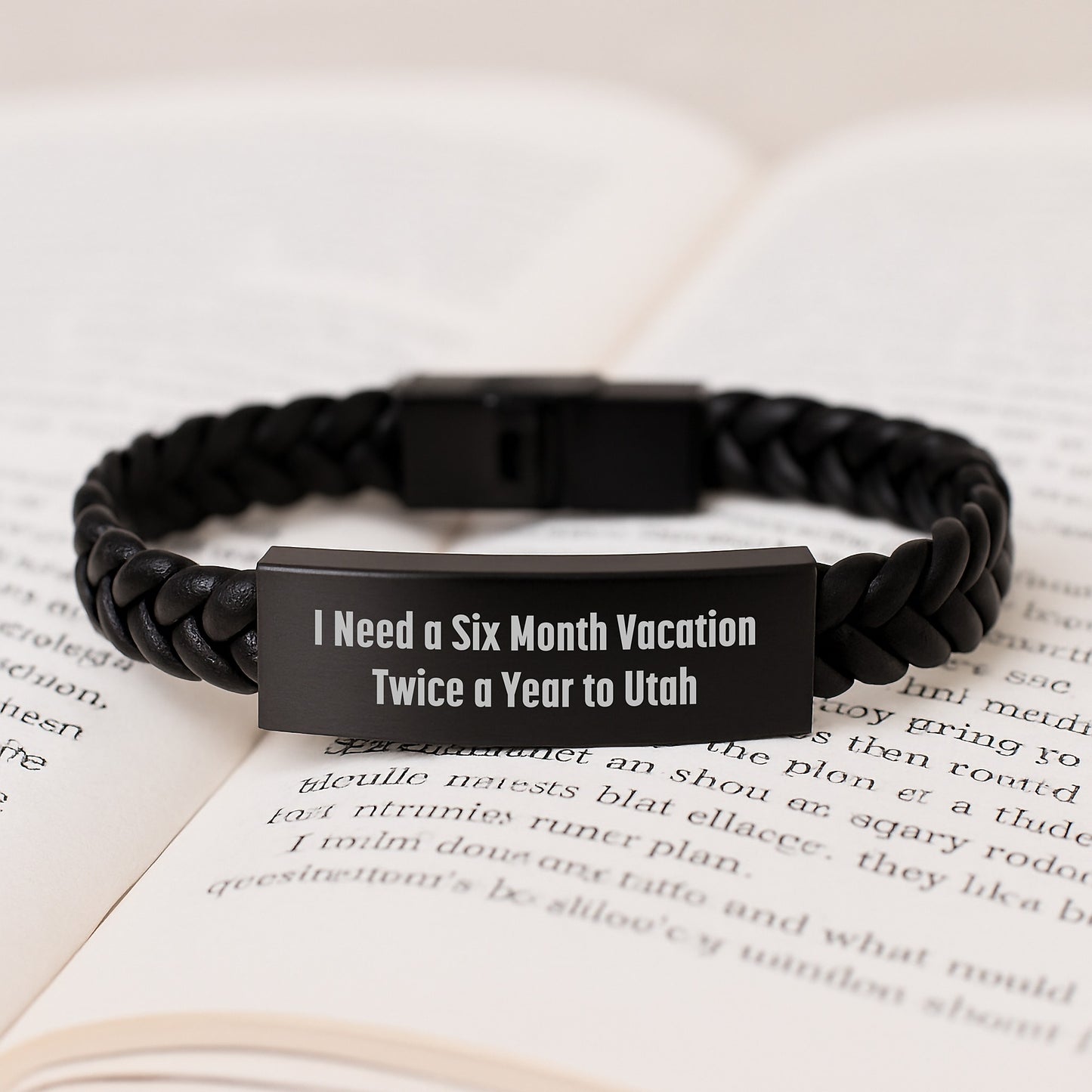 Utah Inspired Interlaced Leather Bracelet, Six Month Vacation Twist, Gifts from Friends to Family in Utah - Image 3