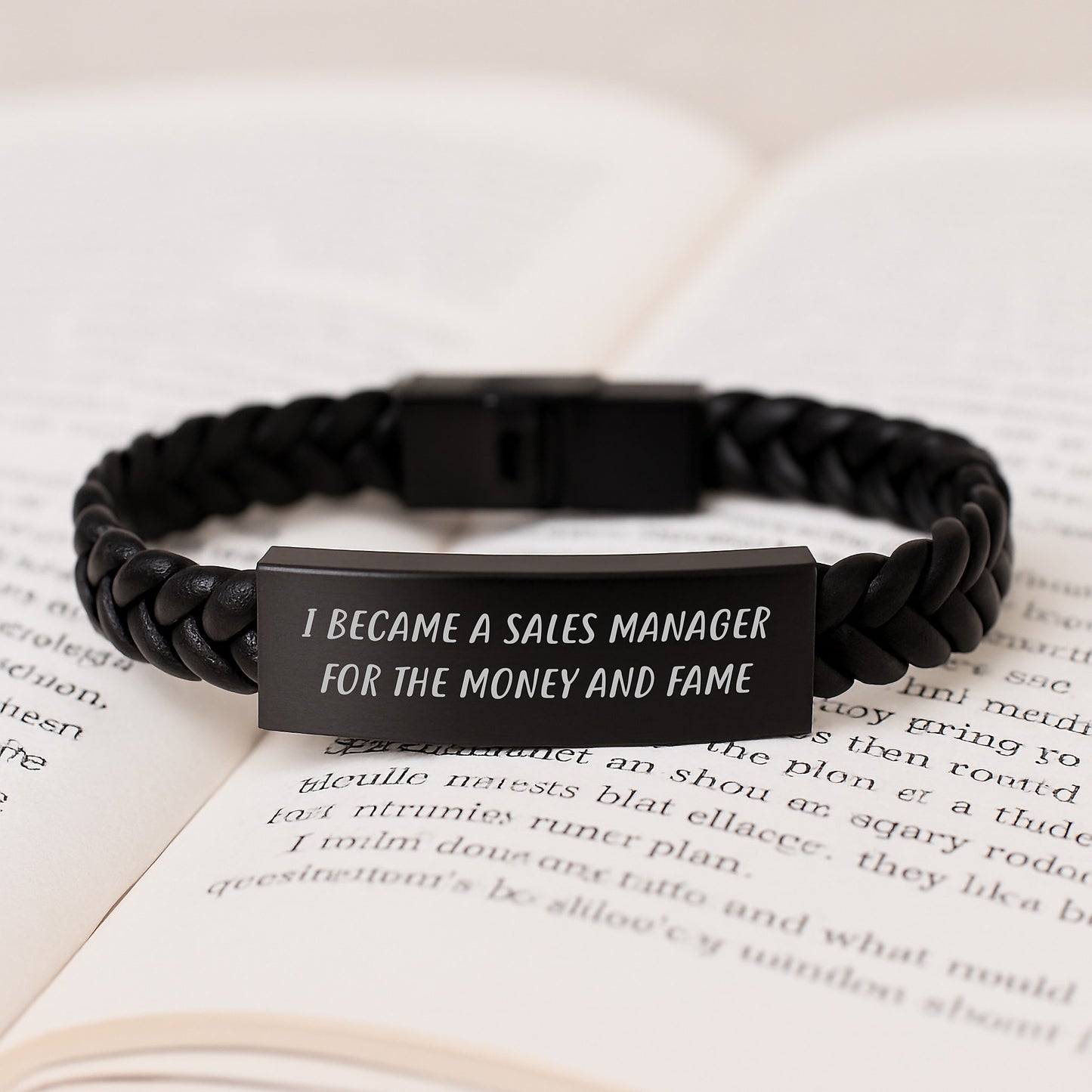 A Funny Quote Inspired Sales Manager Gifts for Men, Women, Friends, or Coworkers - Interlaced Leather Bracelet with Stainless Steel and PU Leather, Gift Ideas for Christmas - Image 3