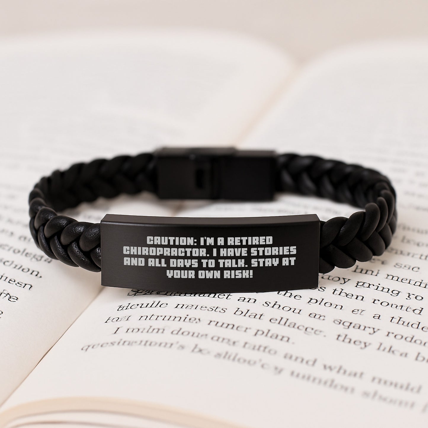 Chiropractor Gifts - Funny Quote Interlaced Leather Bracelet for Graduation - Gifts from Friends and Family, Chiropractor Appreciation, Stay at Your Own Risk! - Image 3