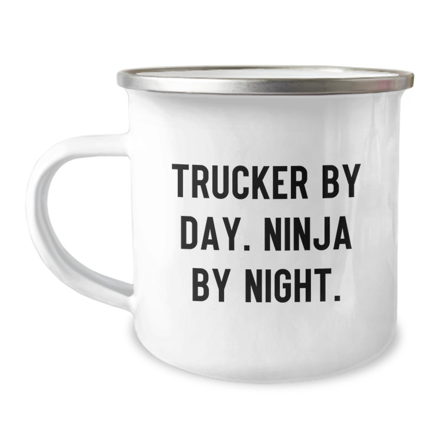 Trucker Gifts from Friends - Trucker By Day Ninja By Night Camping Mug, Birthday Unique Gifts for Trucker, Funny Quote Mugs for Men, Camping Mug for Truckers - Image 1