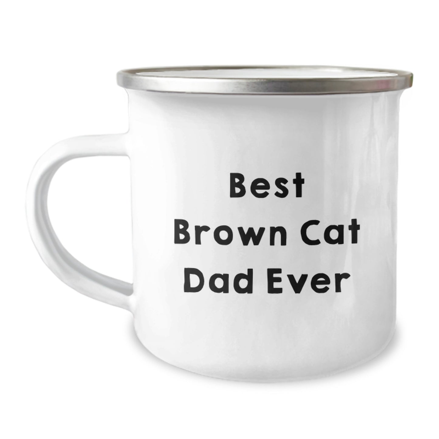Brown Cat Dad Ever Funny Camping Mug, Gifts from Men to Brown Cat Lover for Birthday - Image 1