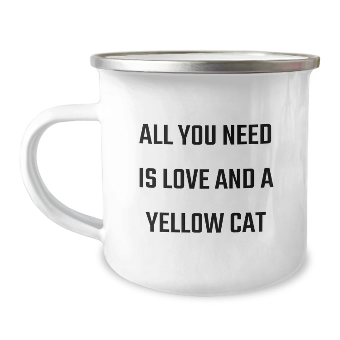Yellow Cat Camping Mug, Gifts from Men to Friends, 'All You Need Is Love And A Yellow Cat', Birthday Unique Gifts - Image 1