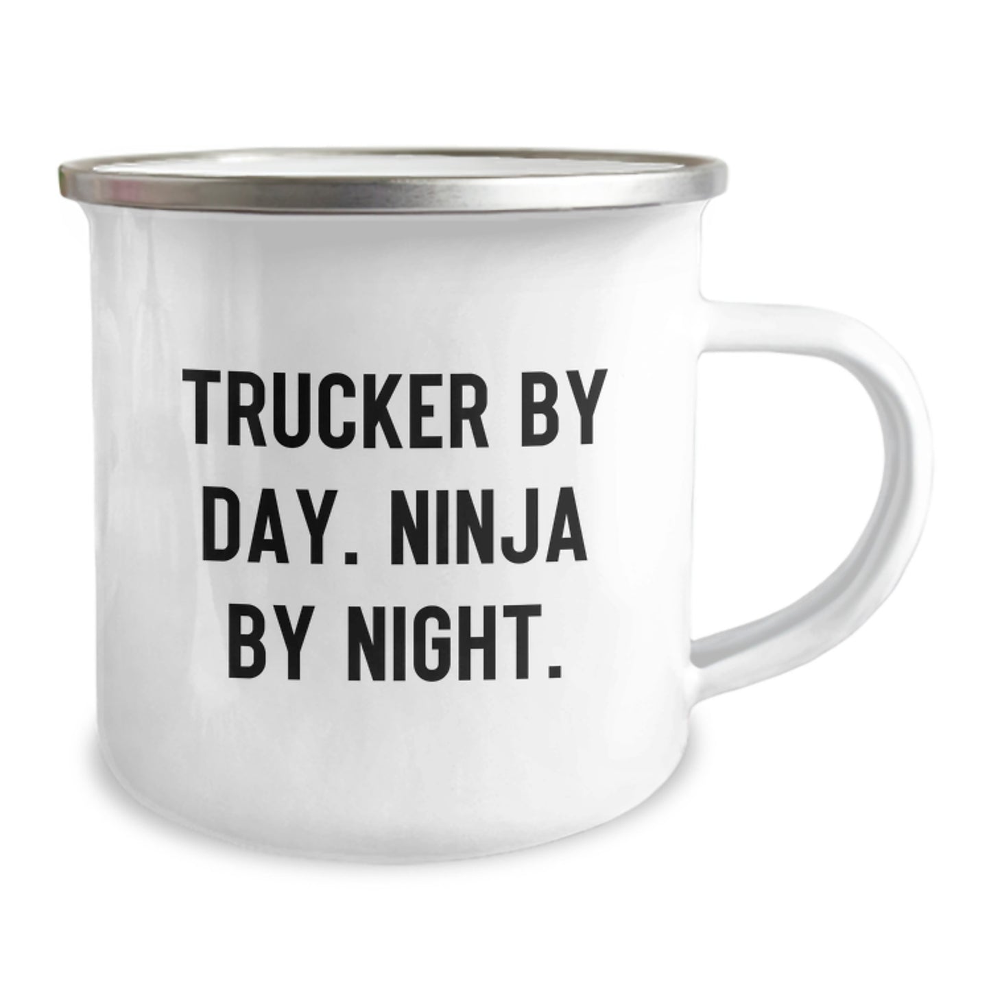 Trucker Gifts from Friends - Trucker By Day Ninja By Night Camping Mug, Birthday Unique Gifts for Trucker, Funny Quote Mugs for Men, Camping Mug for Truckers - Image 2