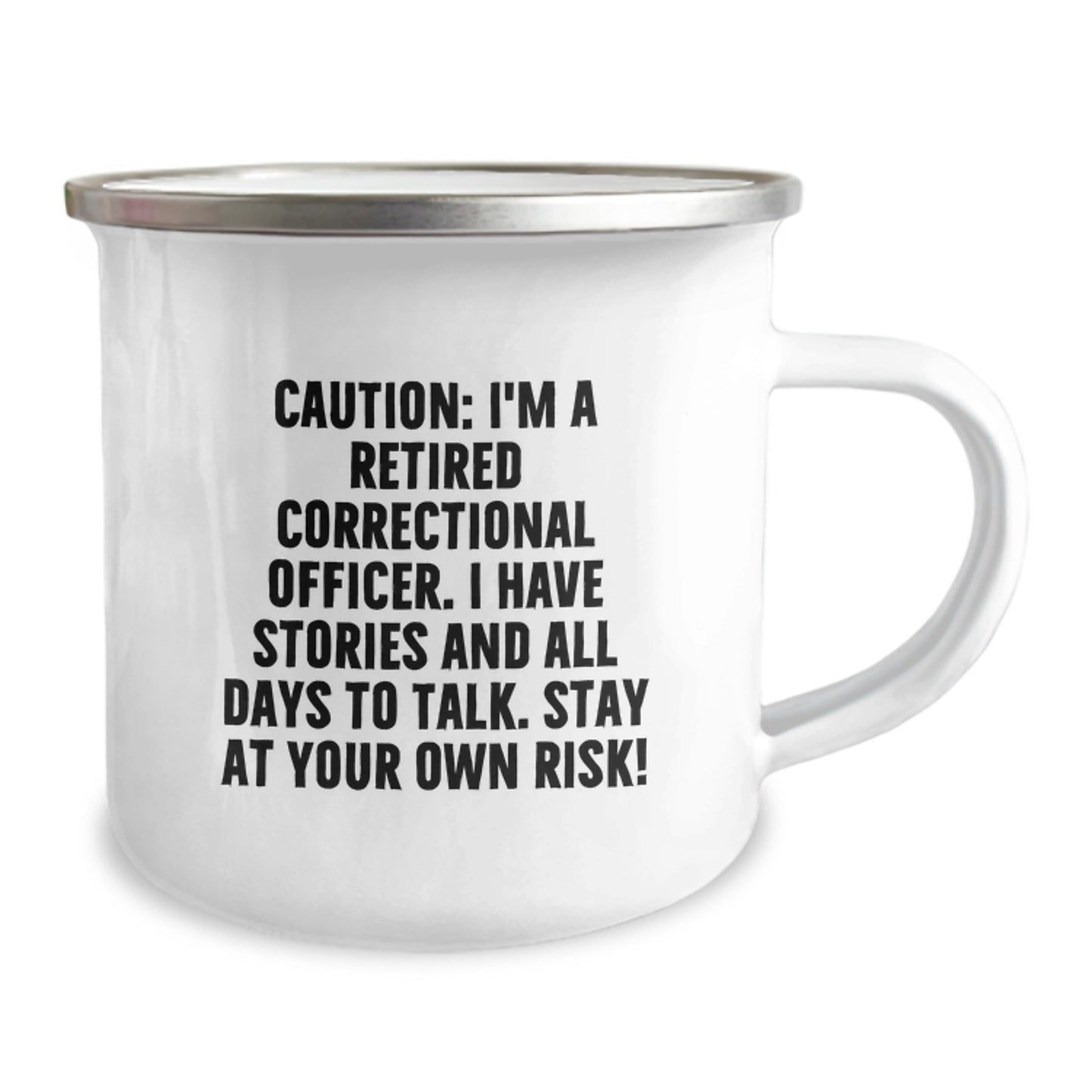 Unique Correctional Officer Gifts from Friends for Graduation - Camping Mug with Caution Quote, 12 oz Stainless Steel with Enamel Finish - Image 2