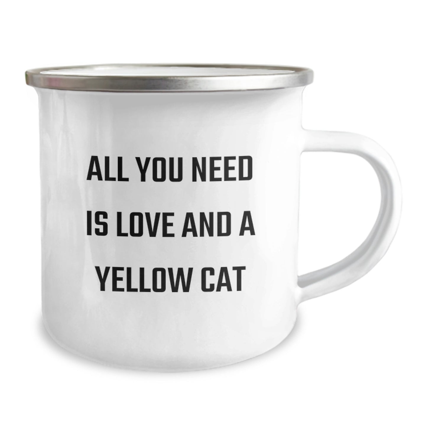 Yellow Cat Camping Mug, Gifts from Men to Friends, 'All You Need Is Love And A Yellow Cat', Birthday Unique Gifts - Image 2
