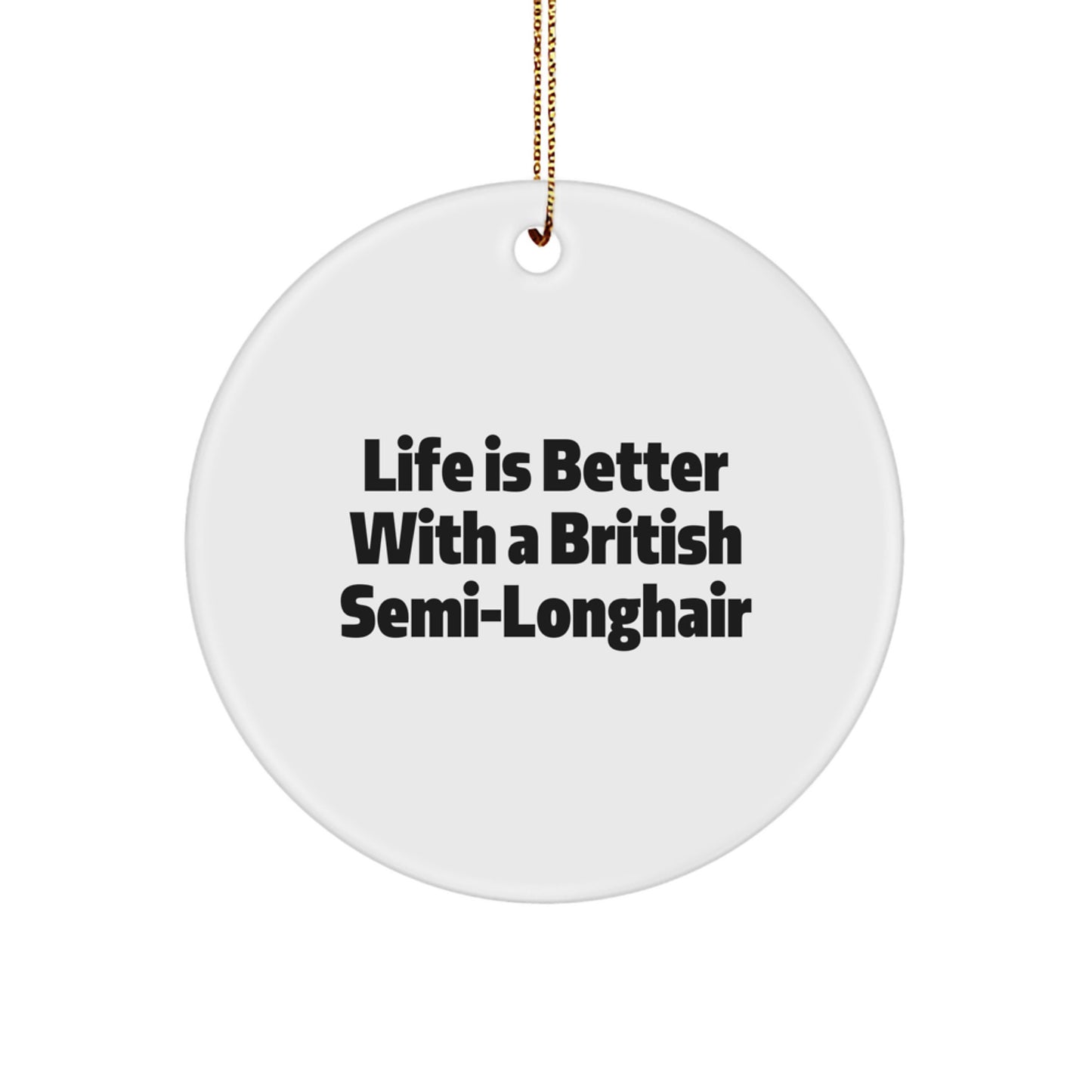 British Semi-Longhair Cat Fun Gifts from Friends, Inspirational Circles Ornament for British Semi-Longhair Cat Lovers at Christmas, Quotes on Circle Ornament, Unique British Semi-Longhair Cat Gifts - Image 1