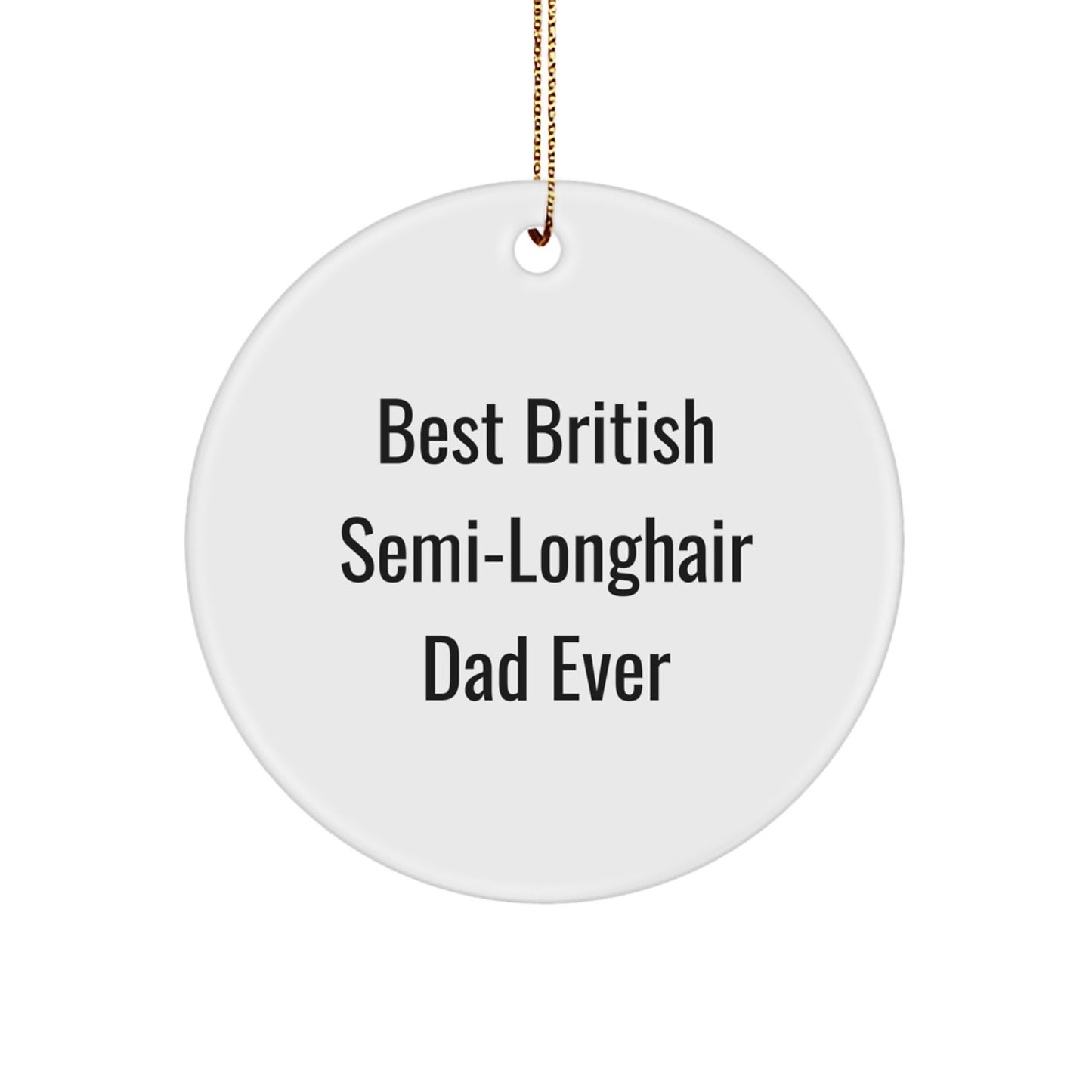 British Semi-Longhair Cat Gifts from Men, Funny Circle Ornament for Christmas, Best Ever Quote, Gifts for Cat Lovers - Image 1