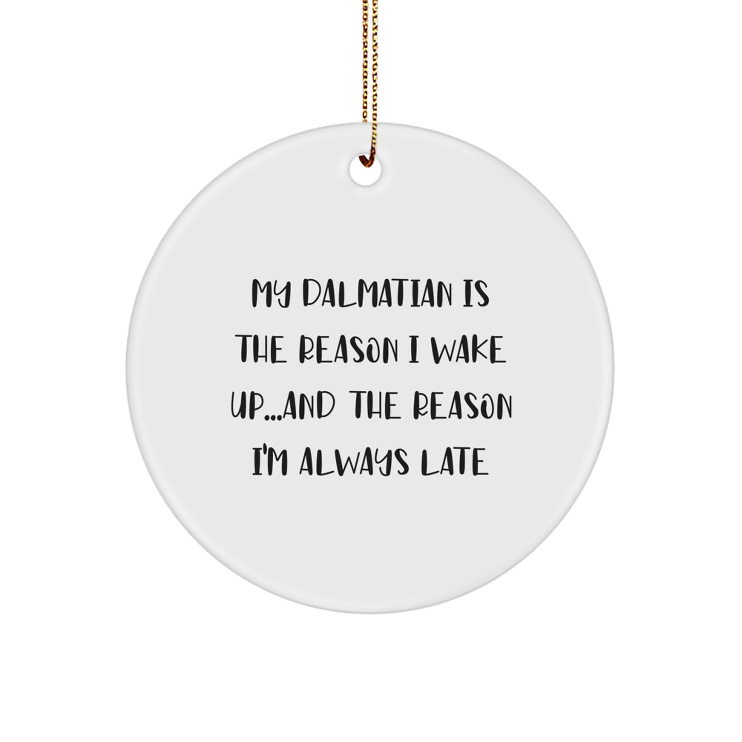 Funny Dalmatian Dog Gifts - 'My Dalmatian Is The Reason...' Circle Ornament for Christmas - Image 1
