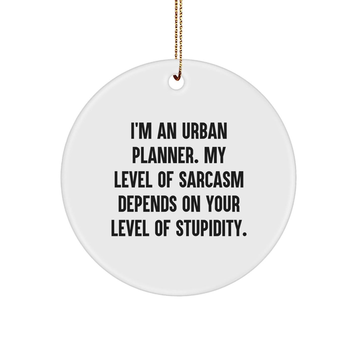 Urban Planner Gifts from Friends, 'I'm An Urban Planner. My Level Of Sarcasm Depends On Your Level Of Stupidity.' Funny Circle Ornament for Christmas, Gifts for Urban Planner - Image 1