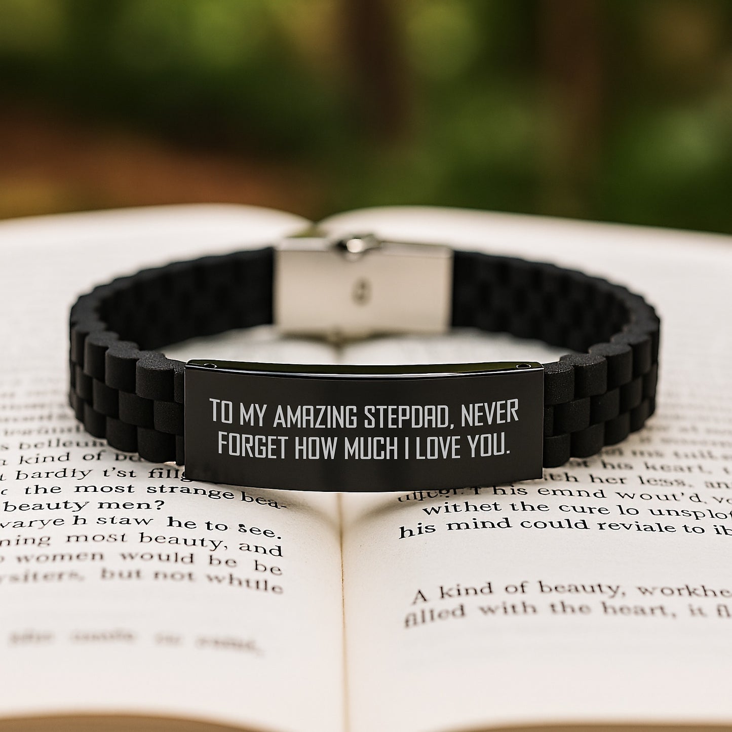 To My Amazing Stepdad, Heartfelt Inspirational Glide lock Clasp Black Stainless Steel Graduation Gift, Gifts from Men to Stepdad - Image 2