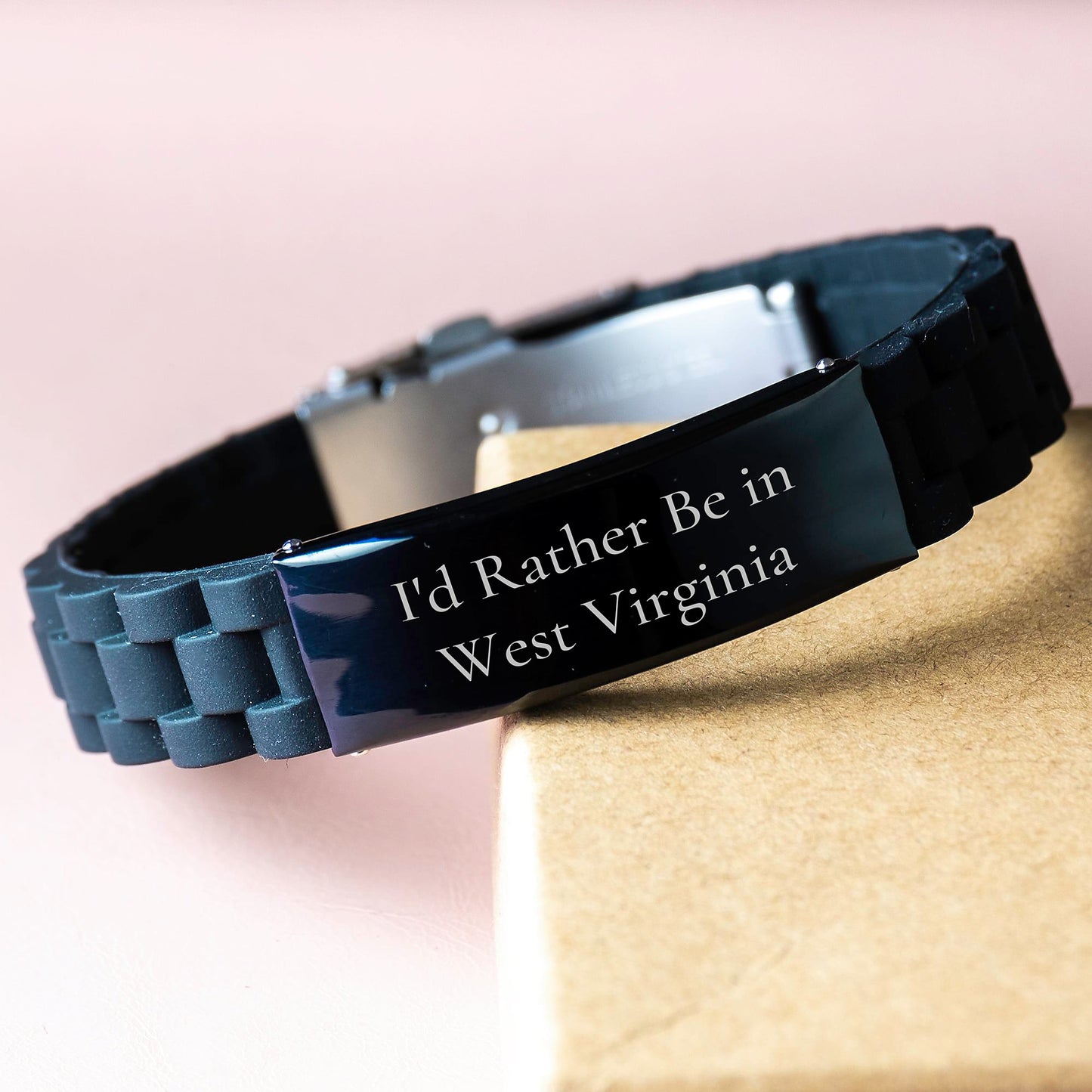 West Virginia Inspired Glide lock Clasp Bracelet, 'I'd Rather Be' Funny Quote, Gifts from Men to Friends, Unique Graduation Gifts for West Virginia - Image 3