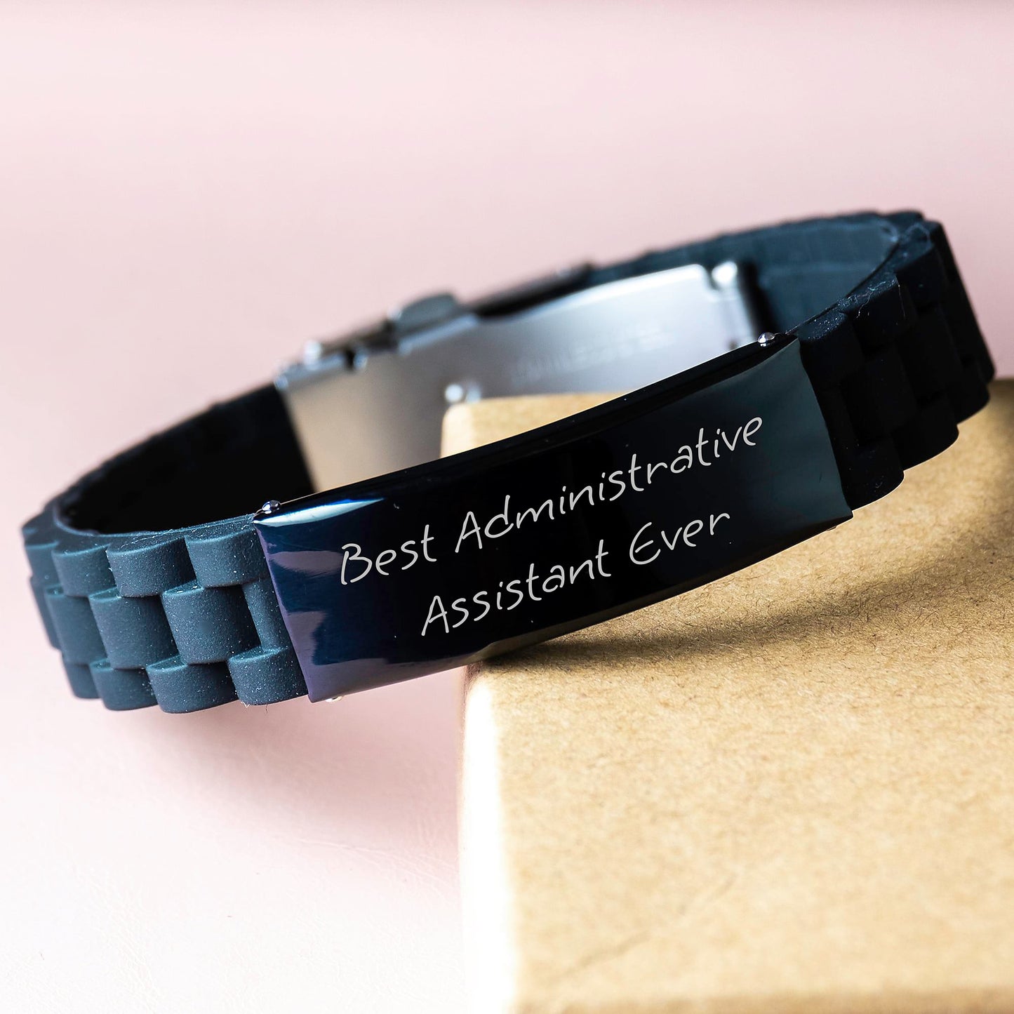 Administrative Assistant Gifts from Friends - Best Ever Glide lock Clasp Birthday Present for Her or Him, Funny Quote 'She's the Best' - Image 3