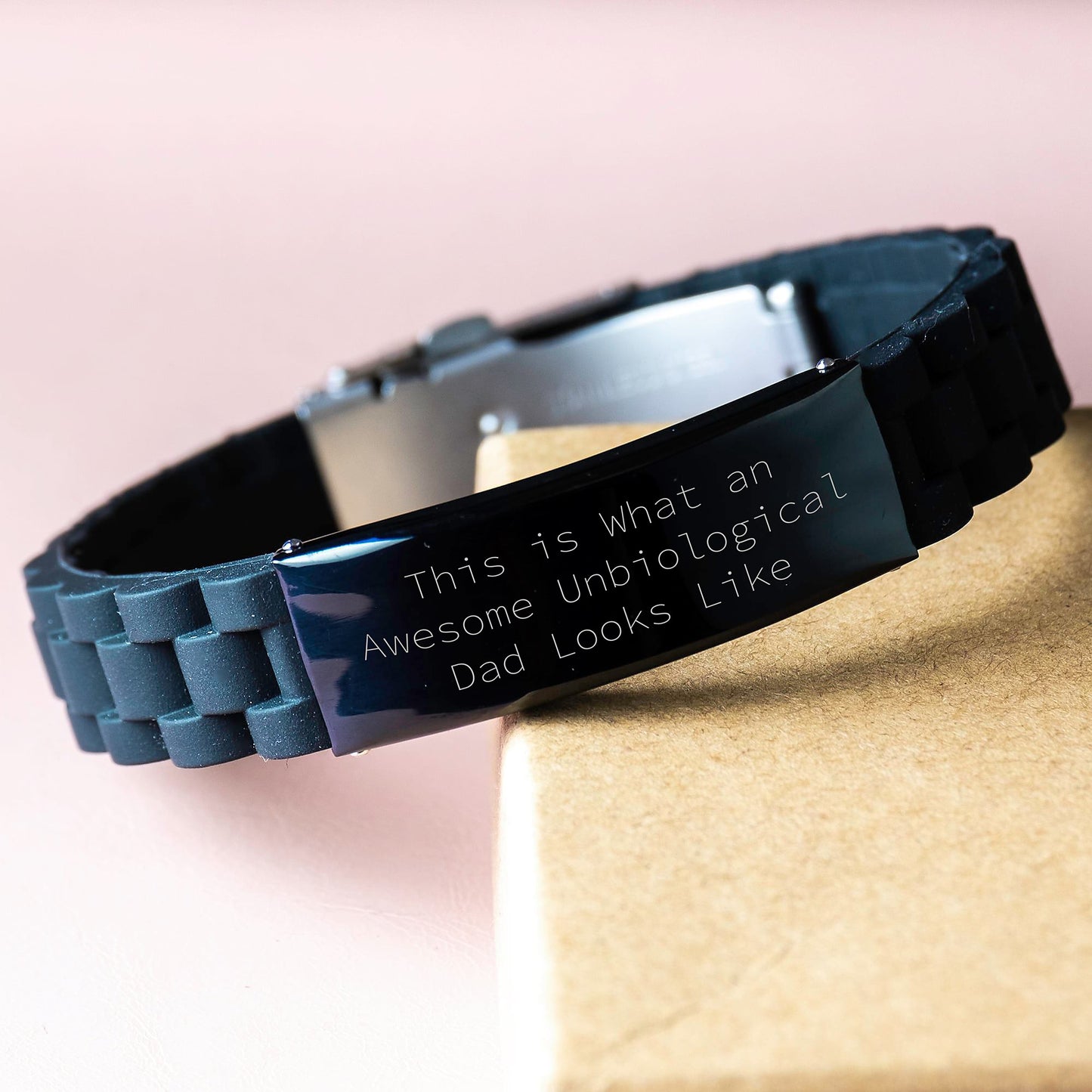 Unbiological Dad Gifts Funny Quote Glide lock Clasp Birthday Jewelry from Men to Unbiological Dad, Awesome Unbiological Dad Looks Like, Unbiological Dad Appreciation - Image 3