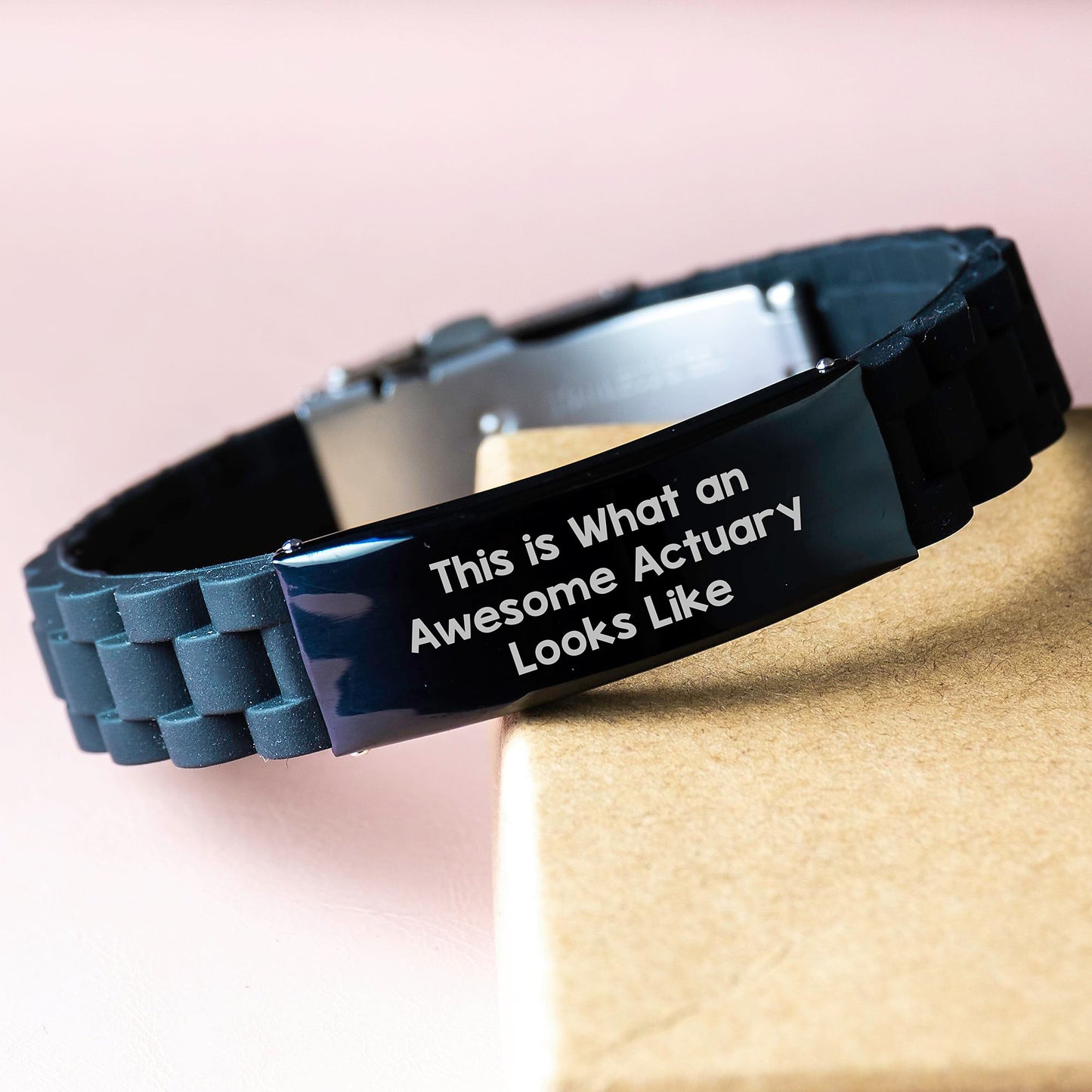 Actuary Gifts, Awesome Quote, Black Glide lock Clasp Birthday Jewelry, Gifts from Friends, for Actuary - Image 3