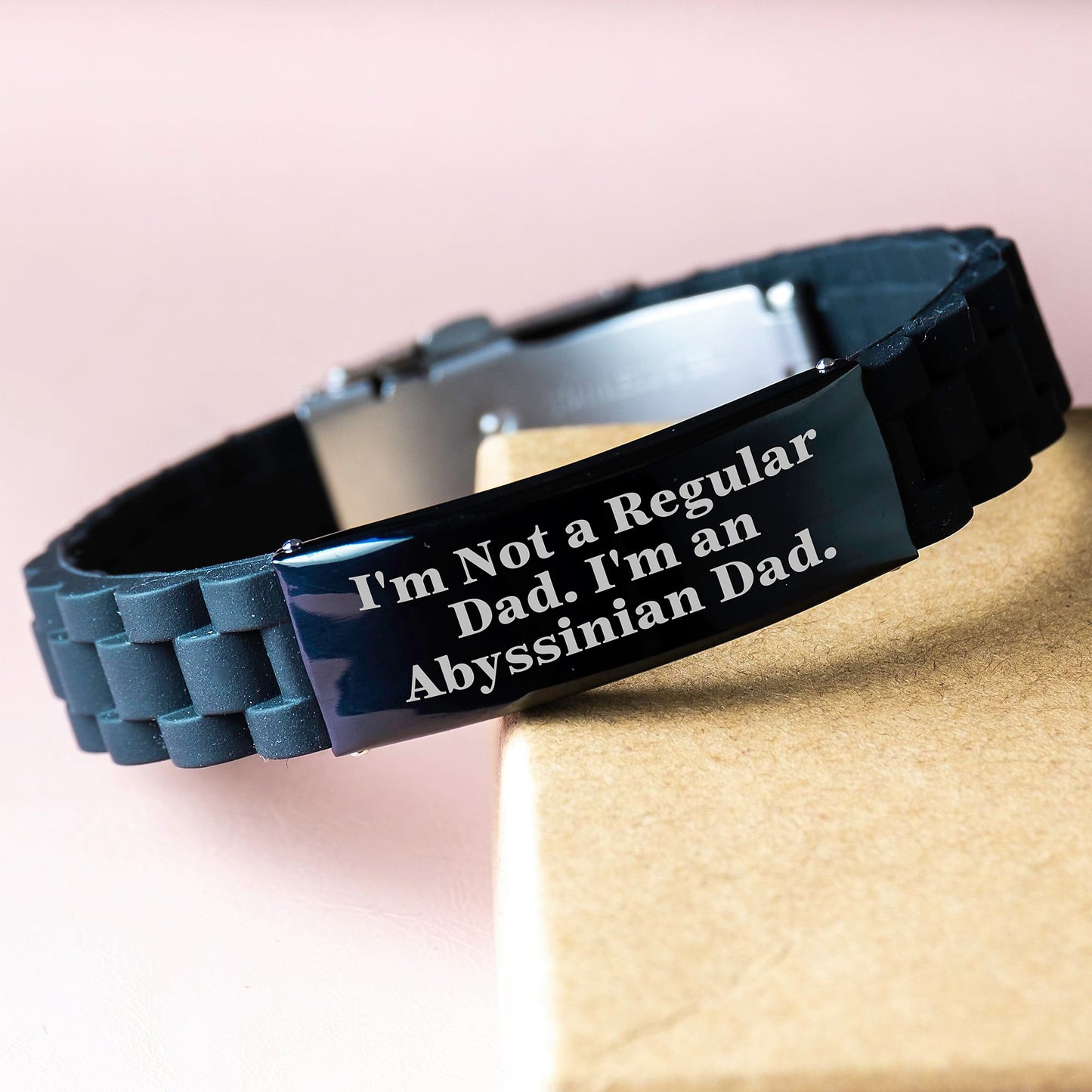 Abyssinian Cat Dad Funny Gifts, Graduation Unique Gifts from Men to Abyssinian Cat Lovers - Glide lock Clasp Bracelet - Image 3