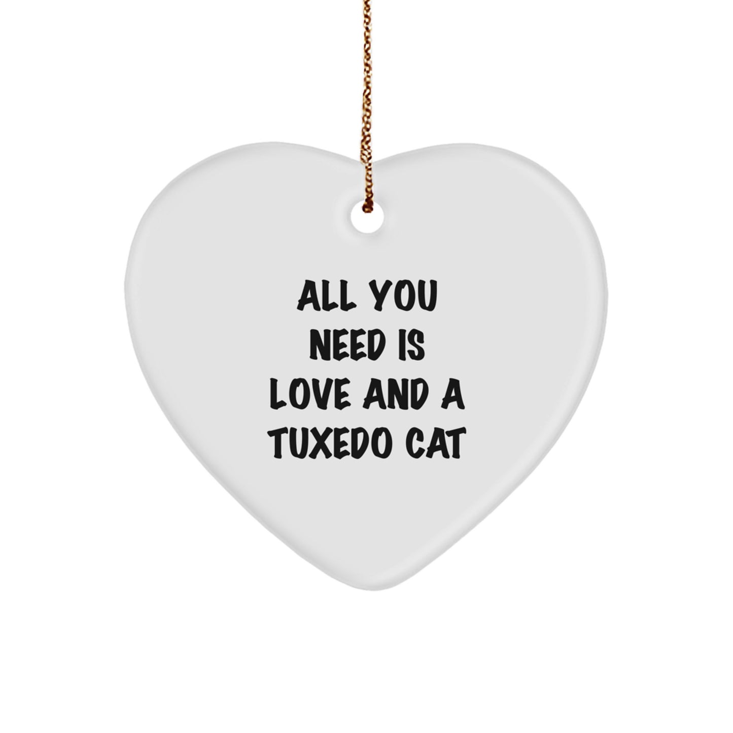 Tuxedo Cat Love Gifts for Family, Friends, or Coworkers - Funny Heart Ornament for Christmas Decorations - Image 1